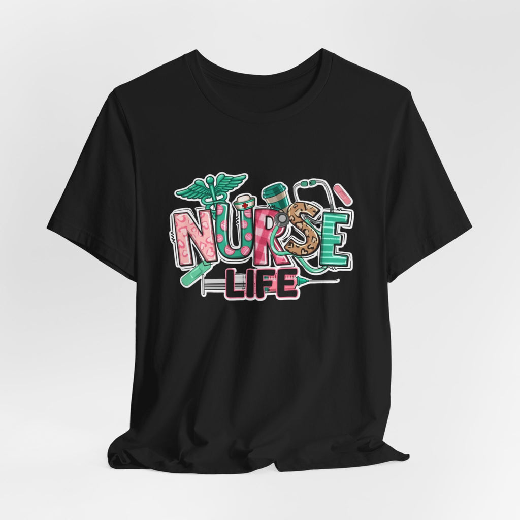 Nurse Life T-Shirt – Cute Medical Scrubs Tee with Stethoscope & Pill Graphic