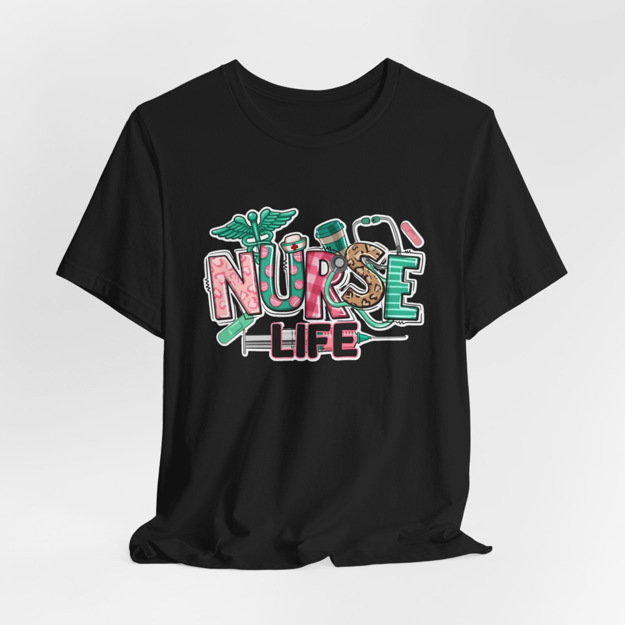 Nurse Life T-Shirt – Cute Medical Scrubs Tee with Stethoscope & Pill Graphic