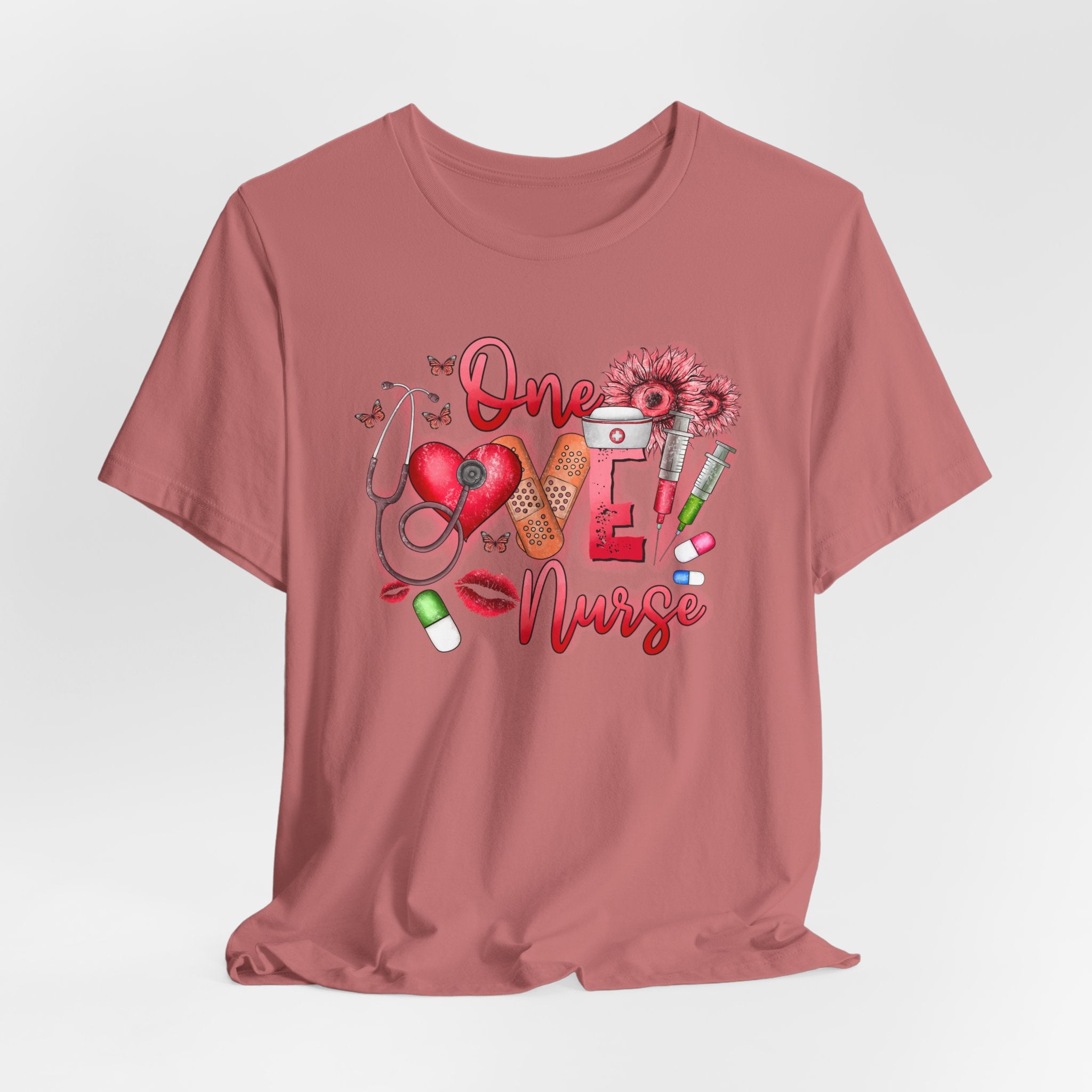 Nurse Tee — 'One Love Nurse' Floral Medical Graphic Shirt
