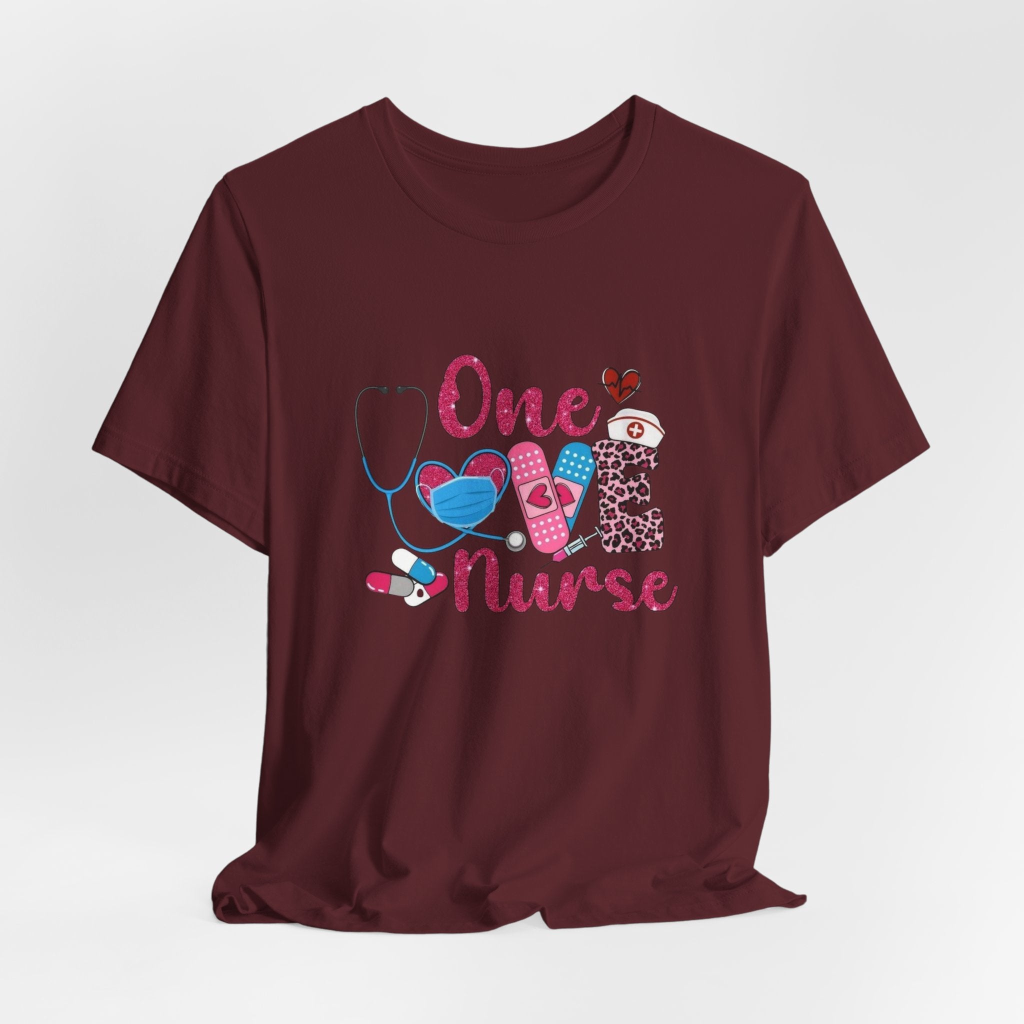 Nurse Love T-Shirt — "One Love Nurse" Cute Stethoscope & Bandage Design