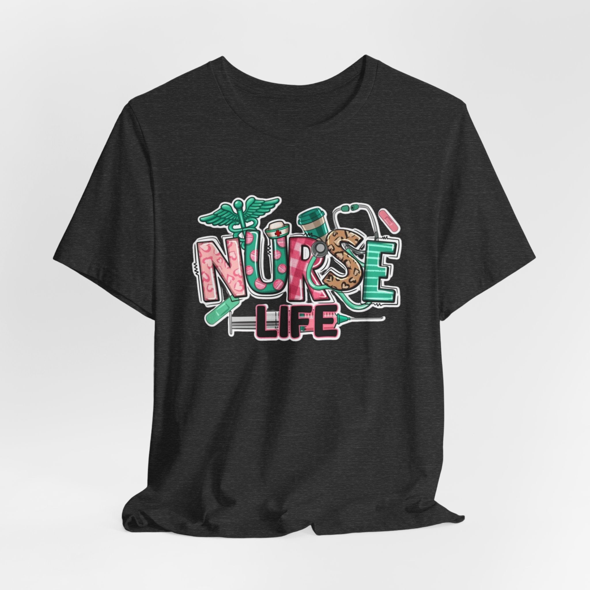 Nurse Life T-Shirt – Cute Medical Scrubs Tee with Stethoscope & Pill Graphic