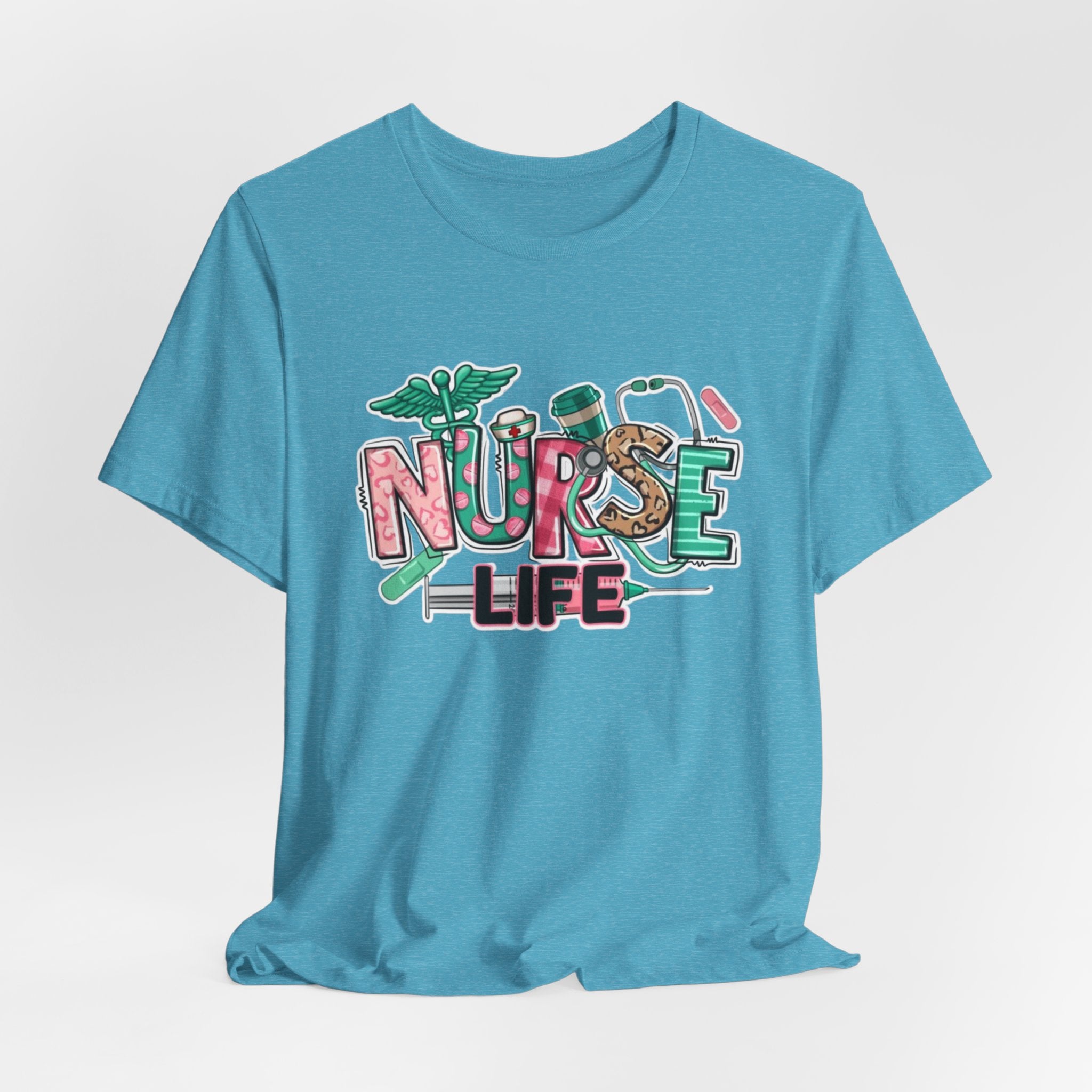 Nurse Life T-Shirt – Cute Medical Scrubs Tee with Stethoscope & Pill Graphic