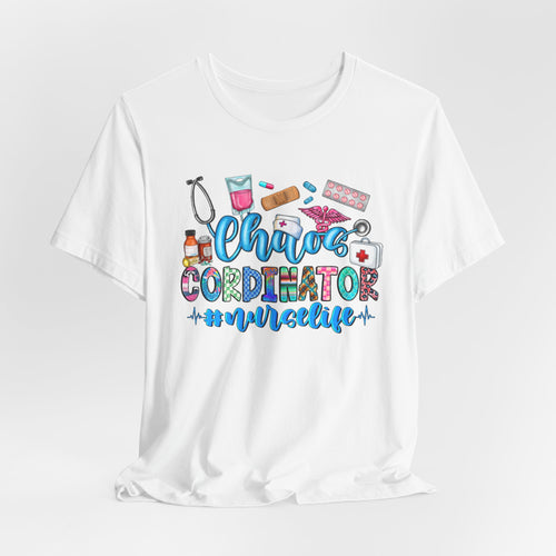 Chaos Coordinator Nurse T-Shirt – Cute Medical Icons Nursing Tee