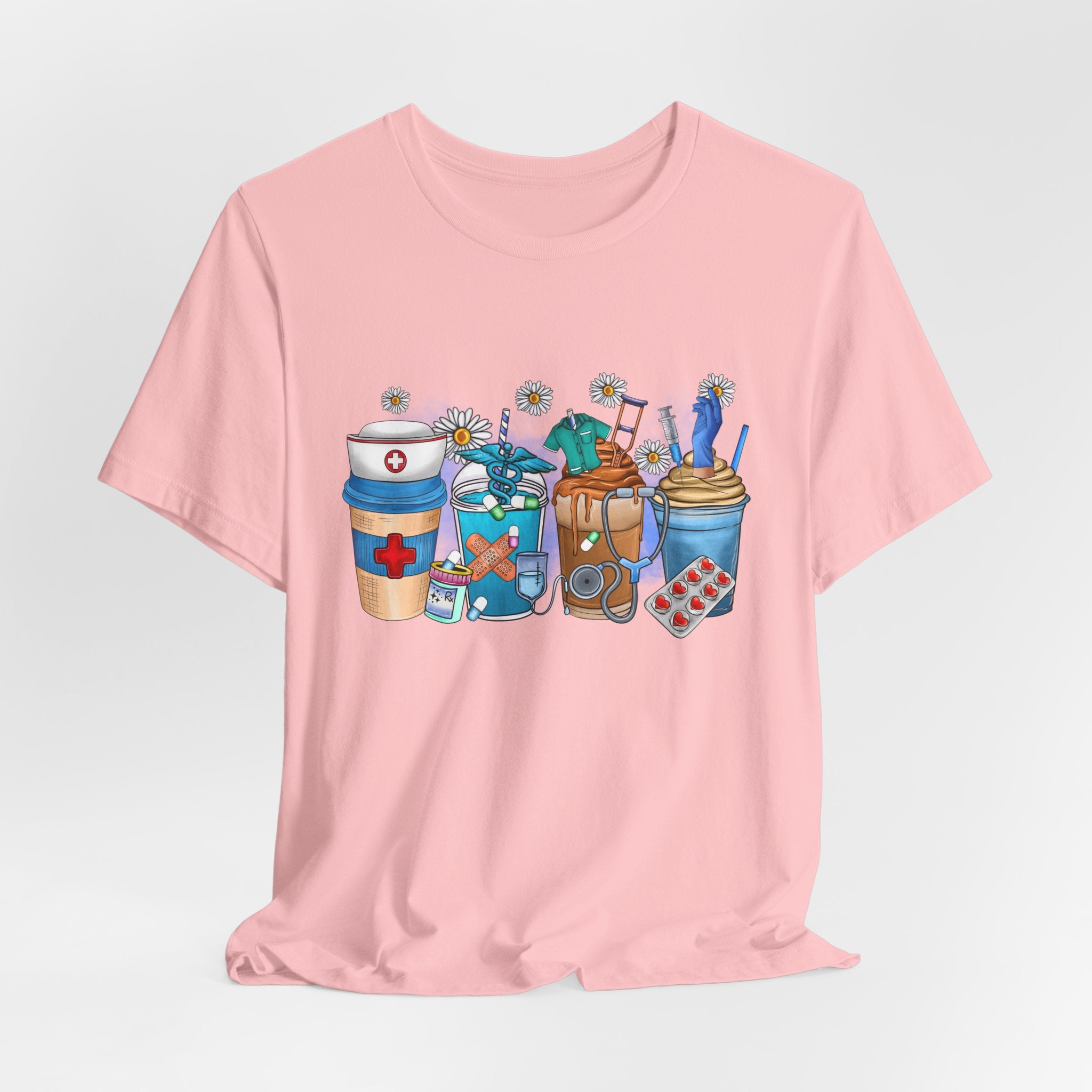 Nurse Life T‑Shirt — Cute Medical Coffee & Scrubs Illustration Tee