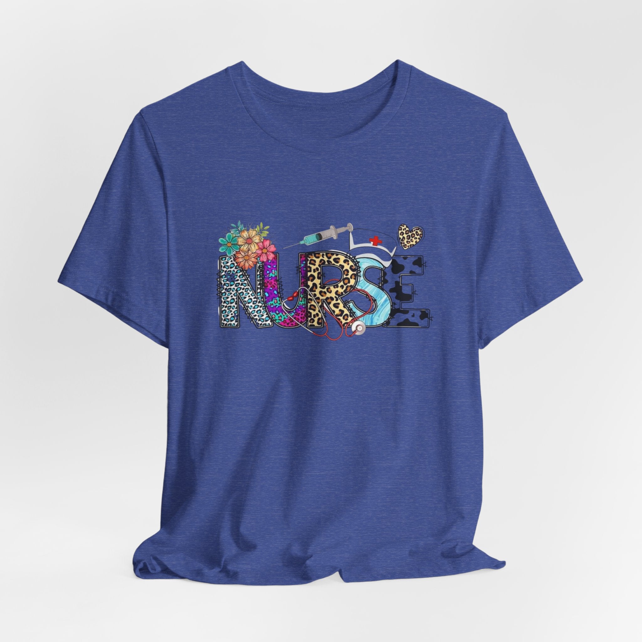 Nurse Floral & Leopard Graphic Tee — Cute Nursing Shirt