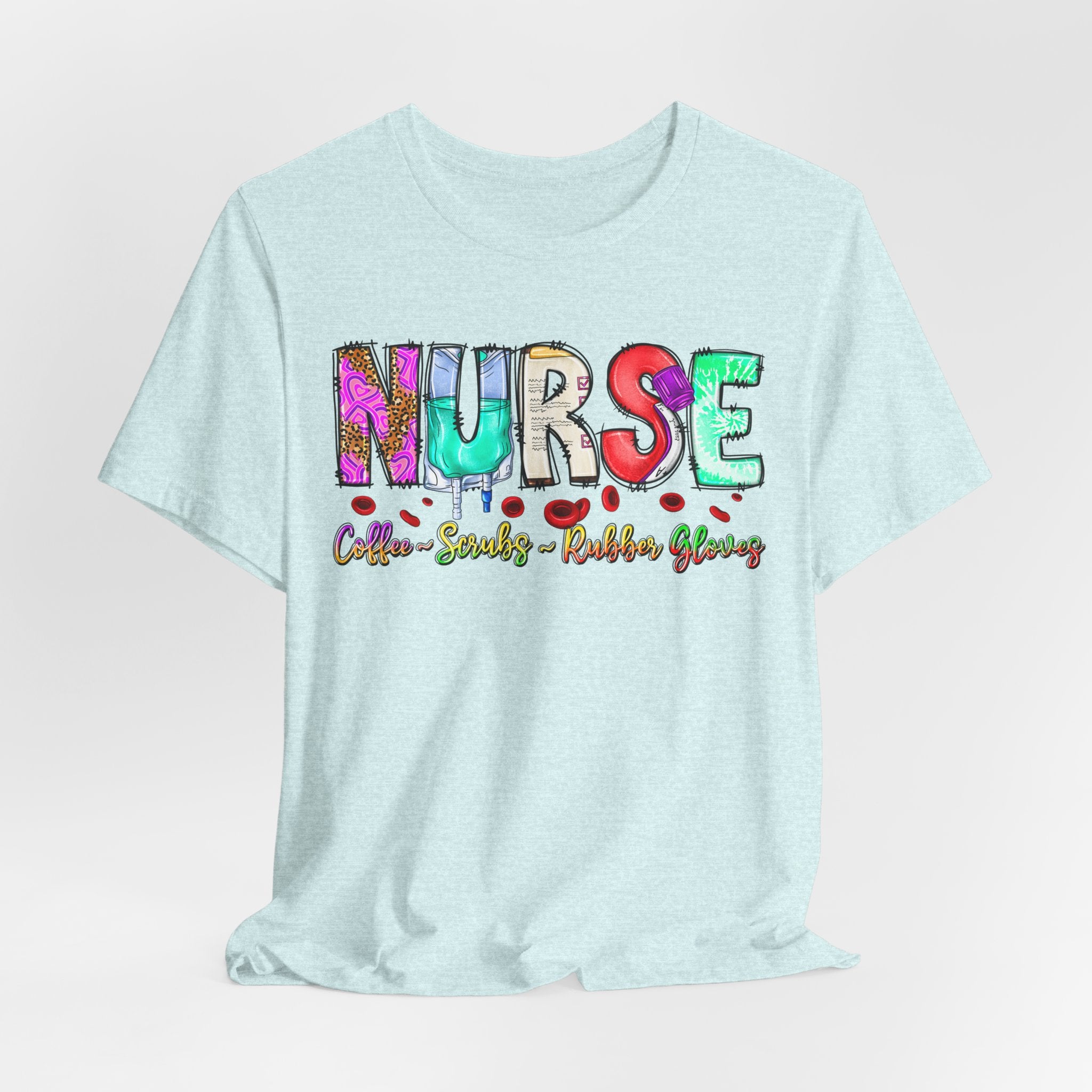 Nurse Flowers Graphic Tee — "NURSE" Colorful Floral Font with Hearts