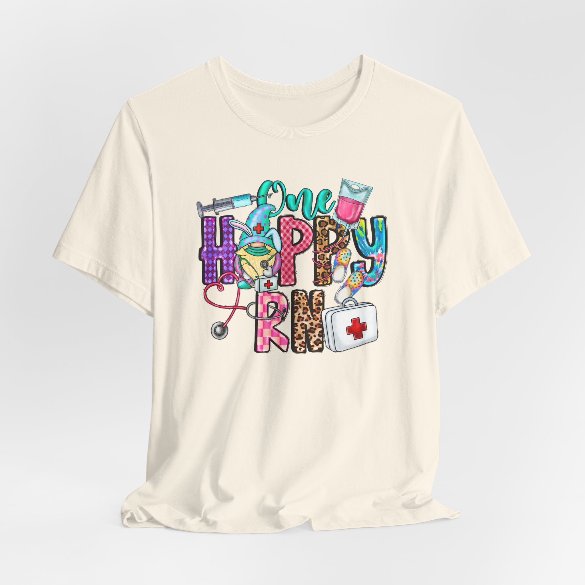 Nurse 'One Happy RN' Graphic Tee – Cute Colorful Nursing T-Shirt