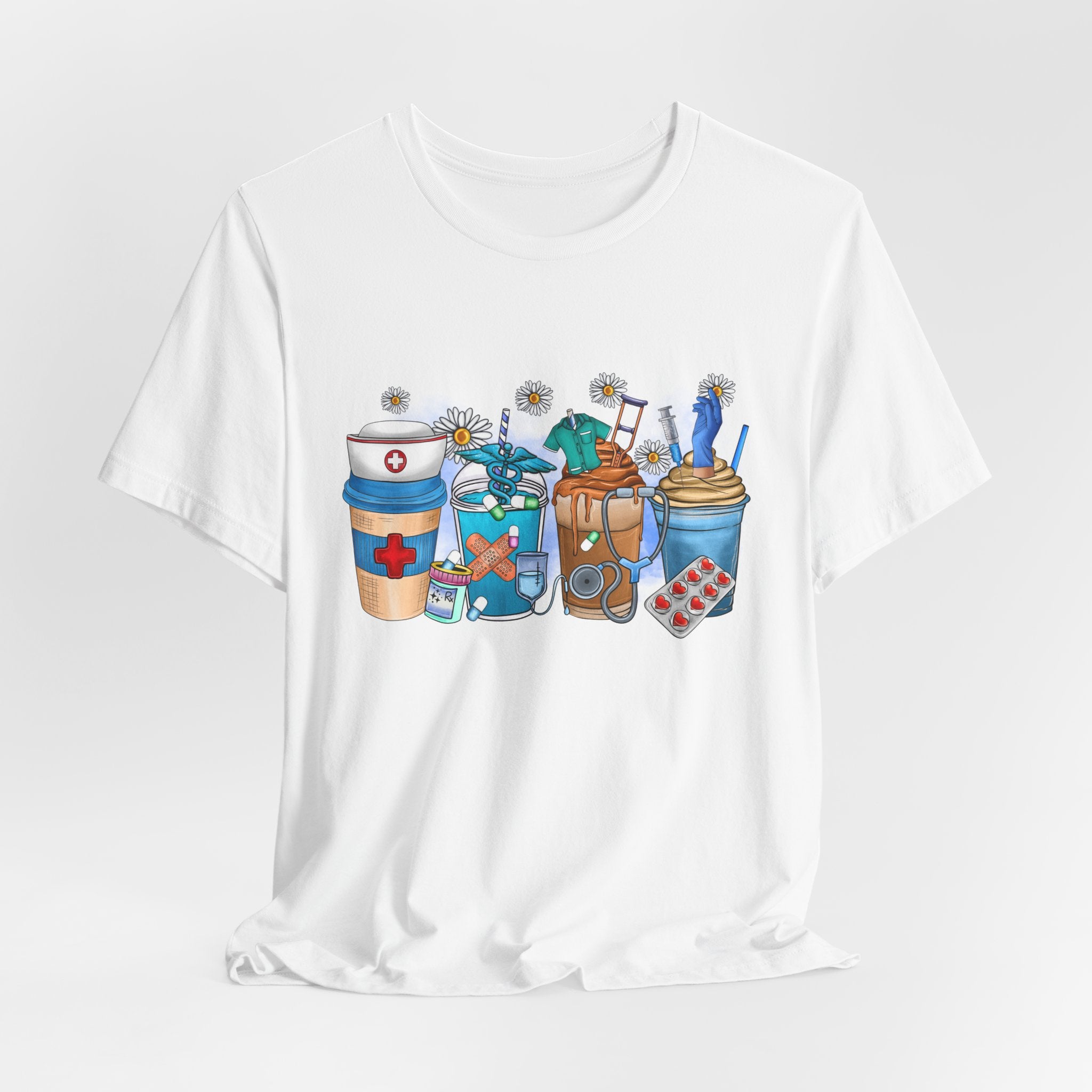 Nurse Life T‑Shirt — Cute Medical Coffee & Scrubs Illustration Tee