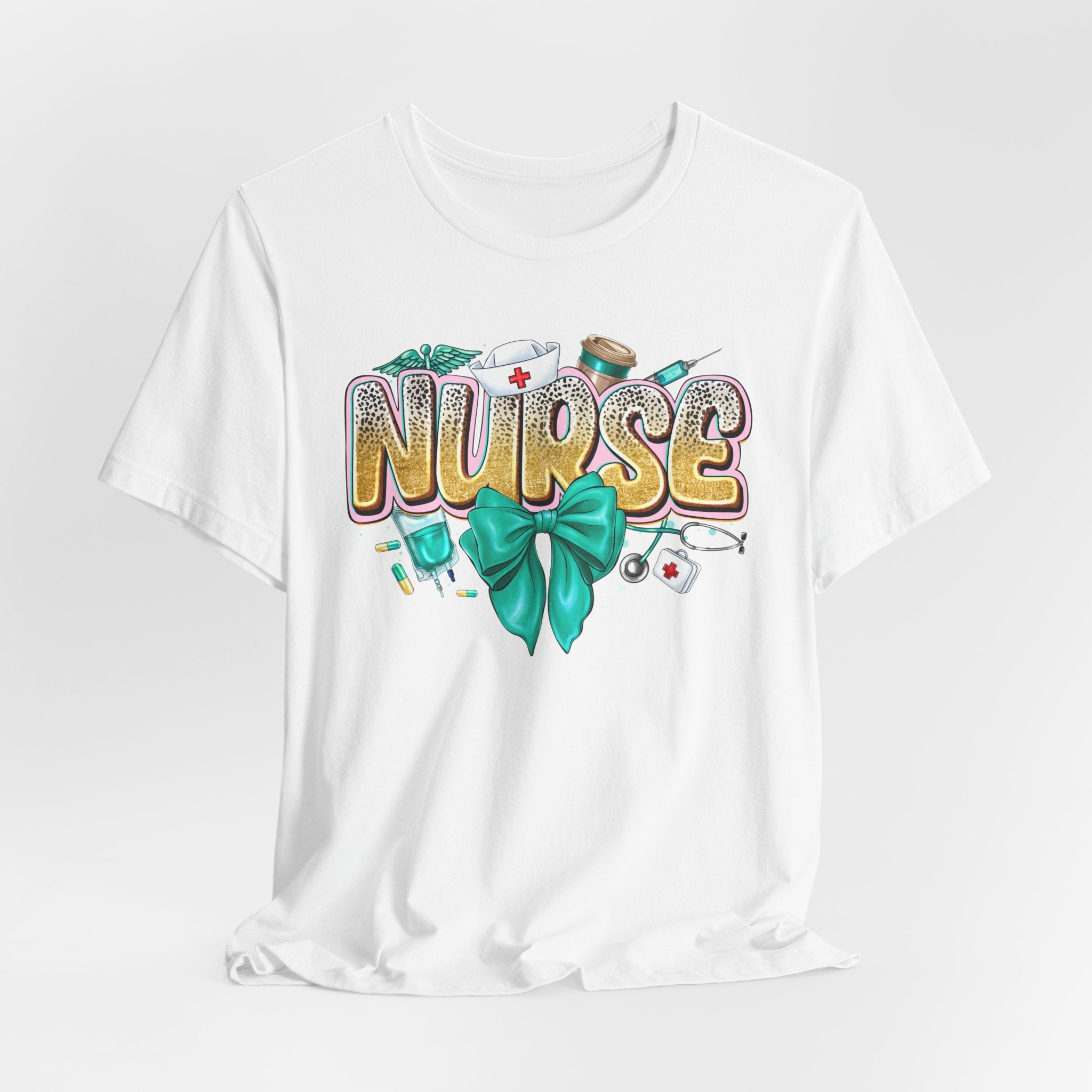 Nurse Tee – Cute Floral & Medical Icons Nursing Shirt