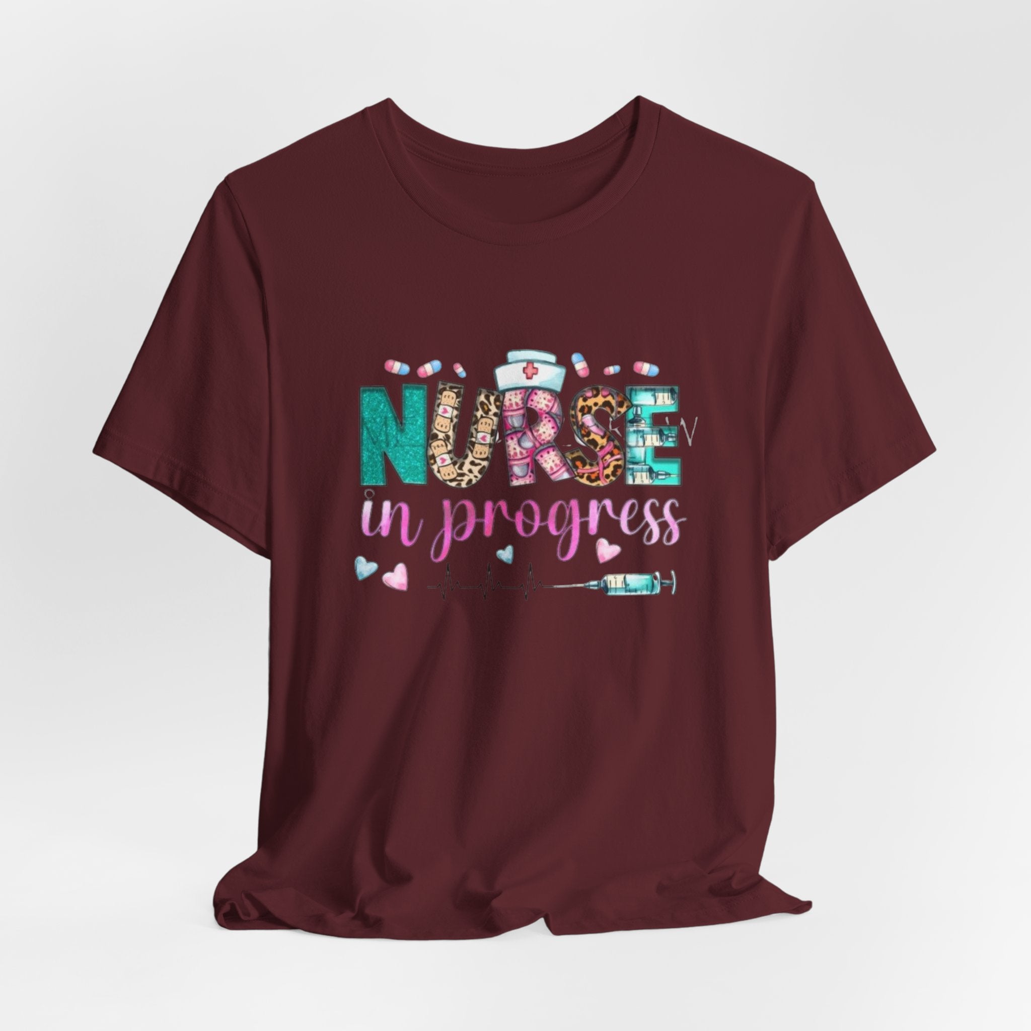 Nurse in Progress T‑Shirt — Cute Floral Nursing Student Tee