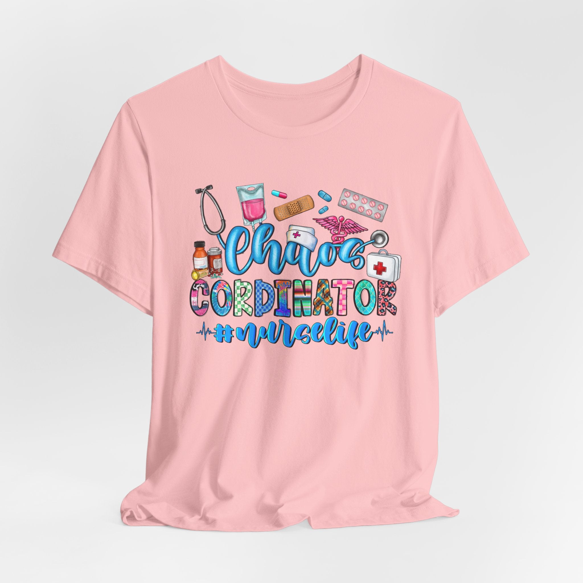 Chaos Coordinator Nurse T-Shirt – Cute Medical Icons Nursing Tee