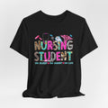 Nursing Student Graphic Tee – Colorful Stethoscope & Scrub Icons