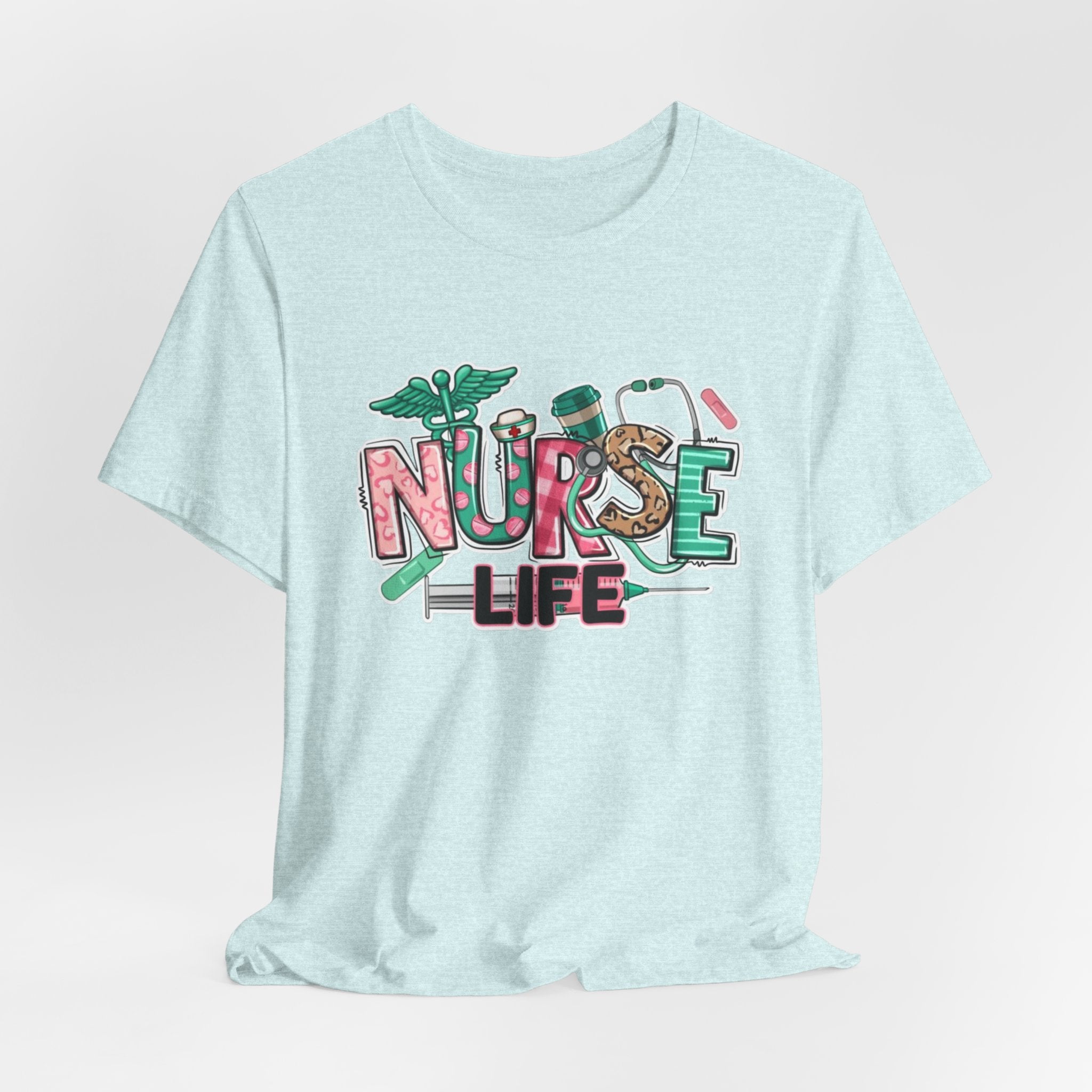 Nurse Life T-Shirt – Cute Medical Scrubs Tee with Stethoscope & Pill Graphic