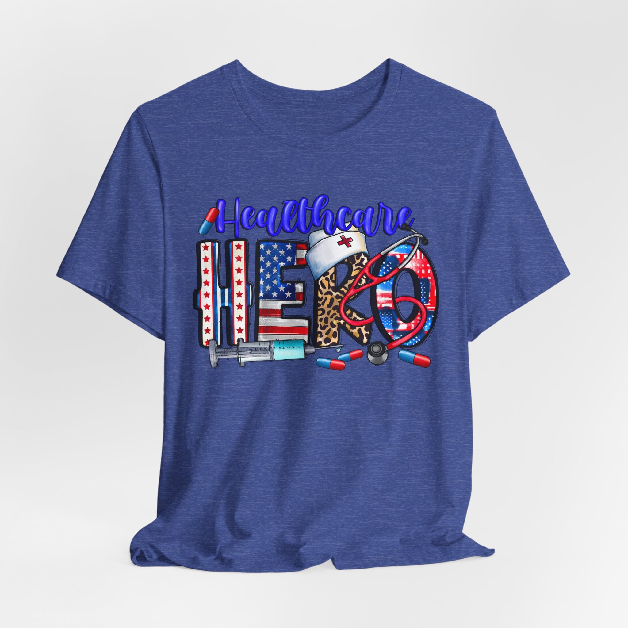 Healthcare Hero Tee — American Flag RN LPN Nursing Graphic T-Shirt