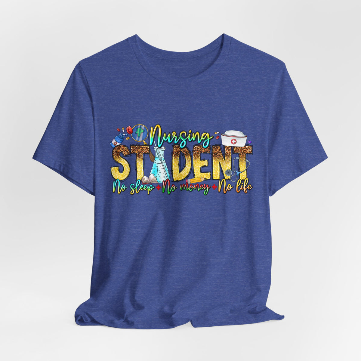 Nursing Student Graphic T-Shirt – 'Nursing Student' Cartoon Medical Icons Tee