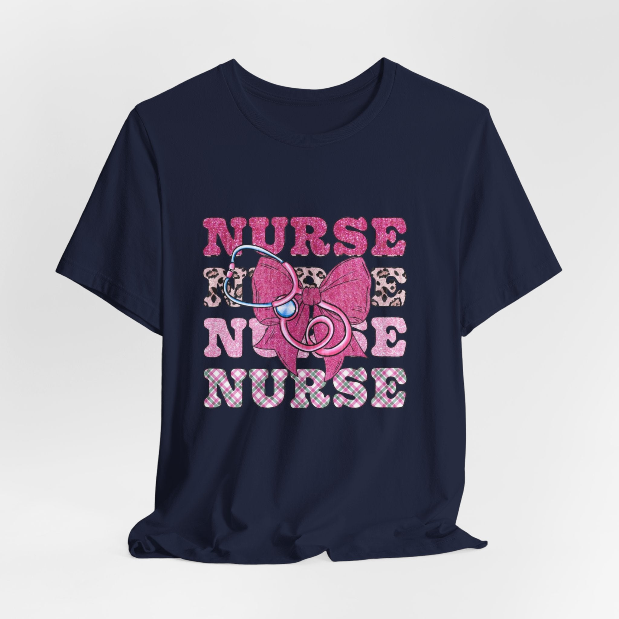 Nurse Life T-Shirt - Pink Stethoscope & Bow Graphic
