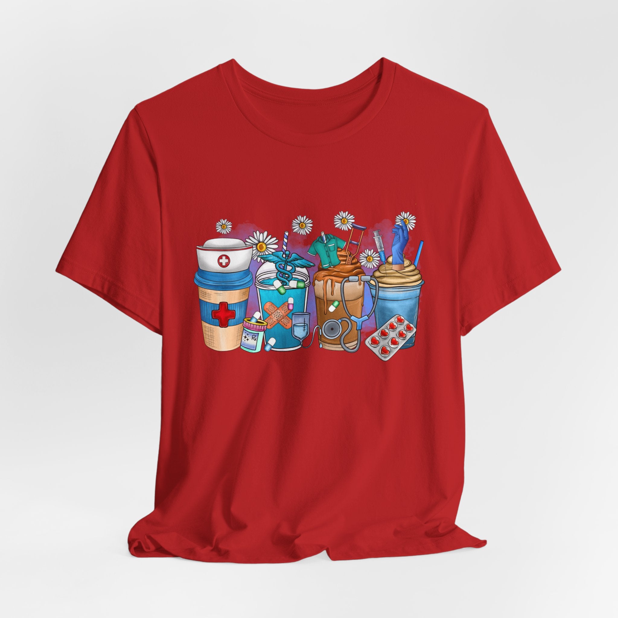 Nurse Life T‑Shirt — Cute Medical Coffee & Scrubs Illustration Tee