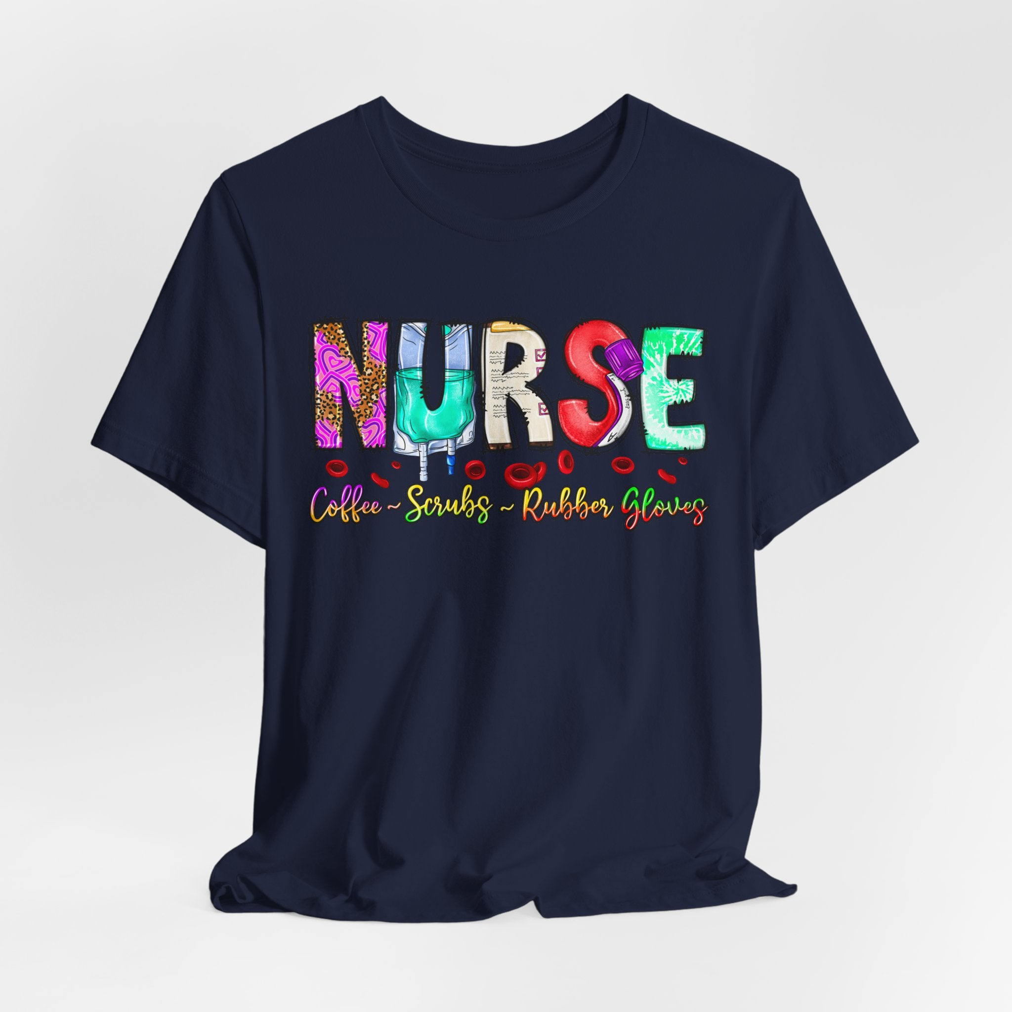 Nurse Flowers Graphic Tee — "NURSE" Colorful Floral Font with Hearts