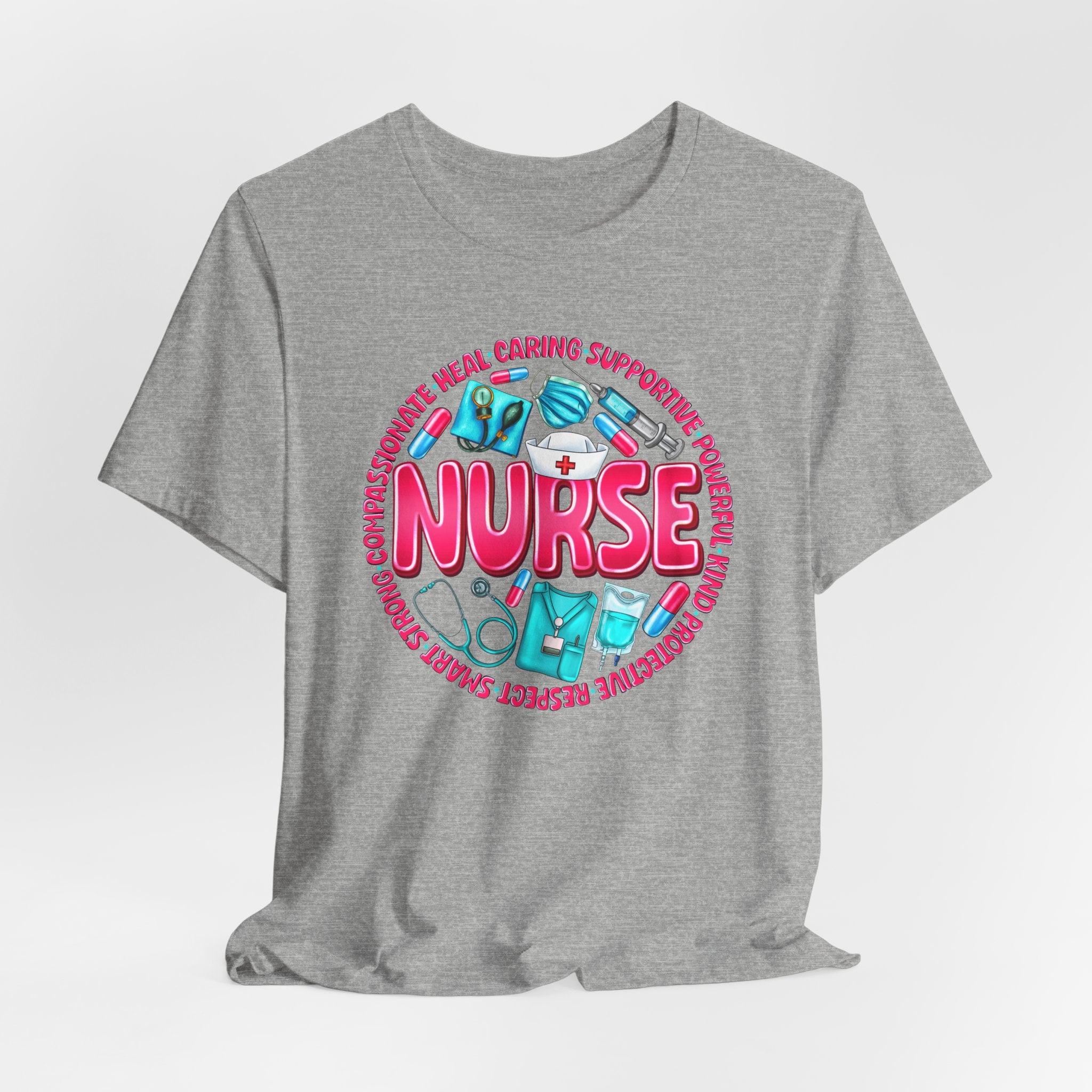 Nurse Graphic Tee – Cute Medical Icons & 'NURSE' Word Art