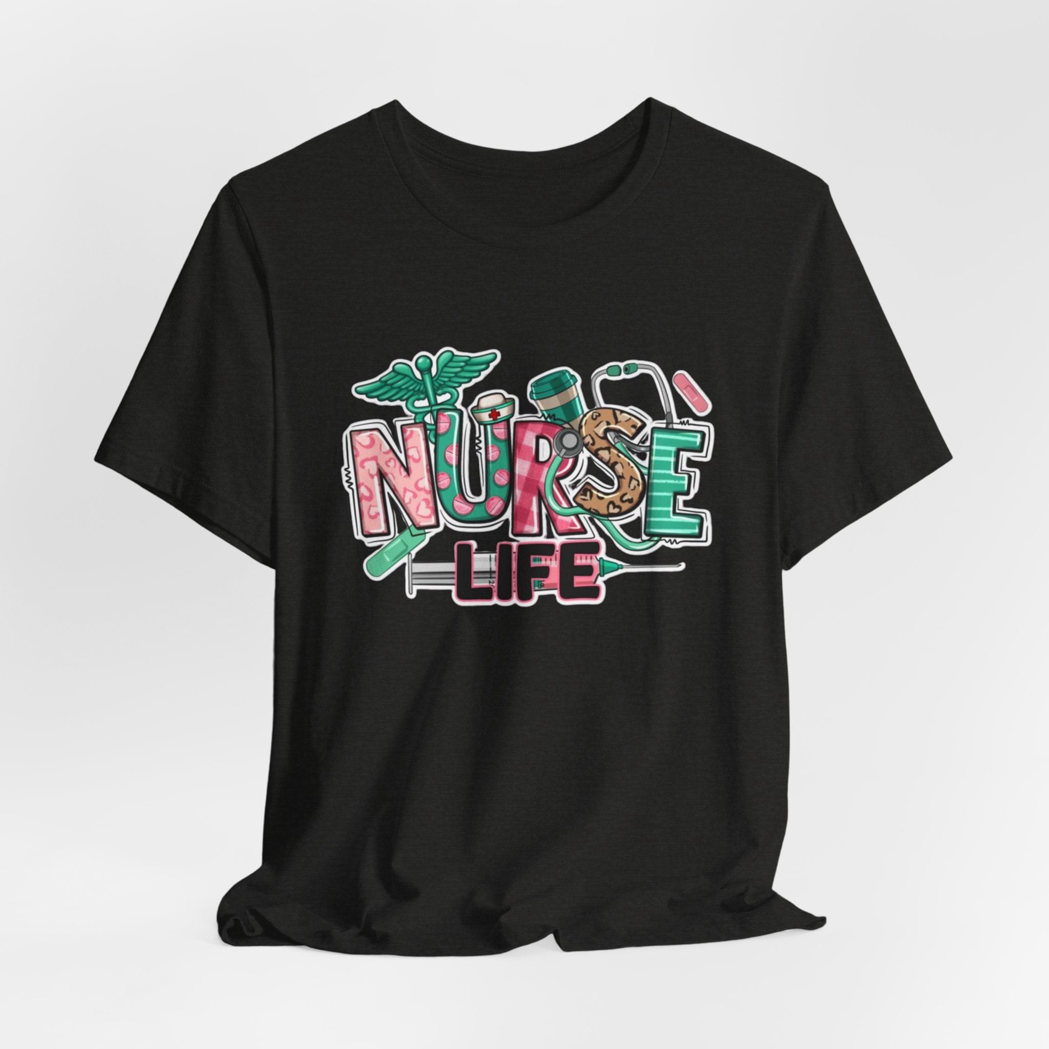 Nurse Life T-Shirt – Cute Medical Scrubs Tee with Stethoscope & Pill Graphic