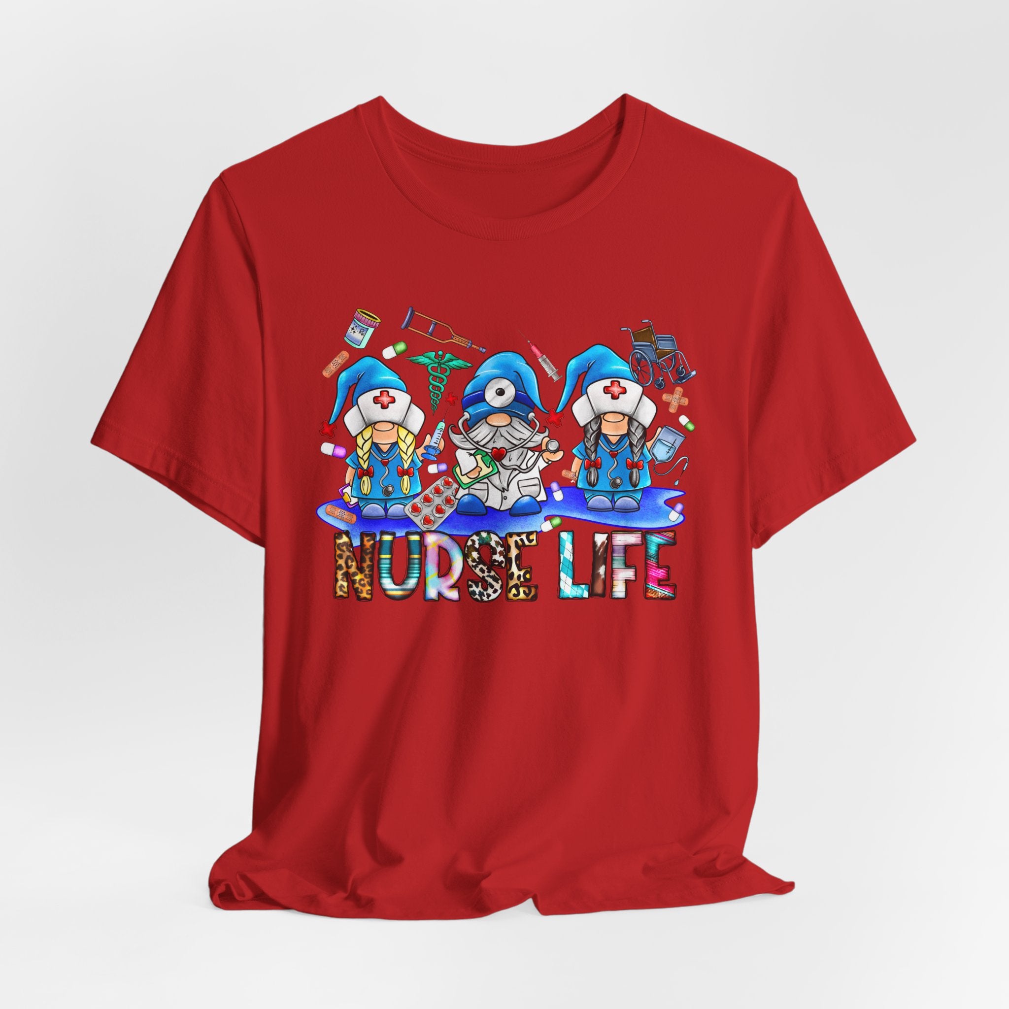Nurse Life Graphic Tee – Cute Gnome Nurses Design