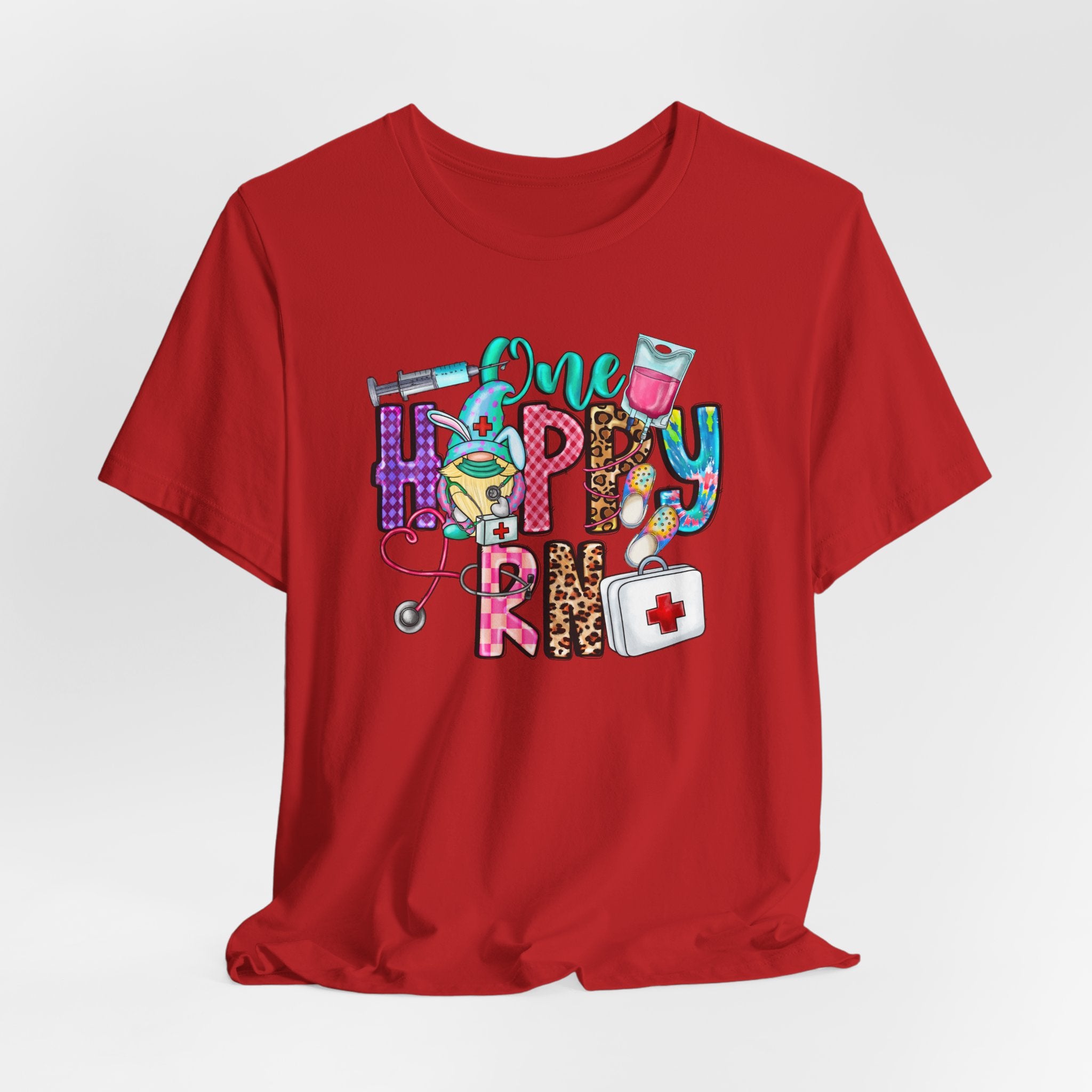 Nurse 'One Happy RN' Graphic Tee – Cute Colorful Nursing T-Shirt