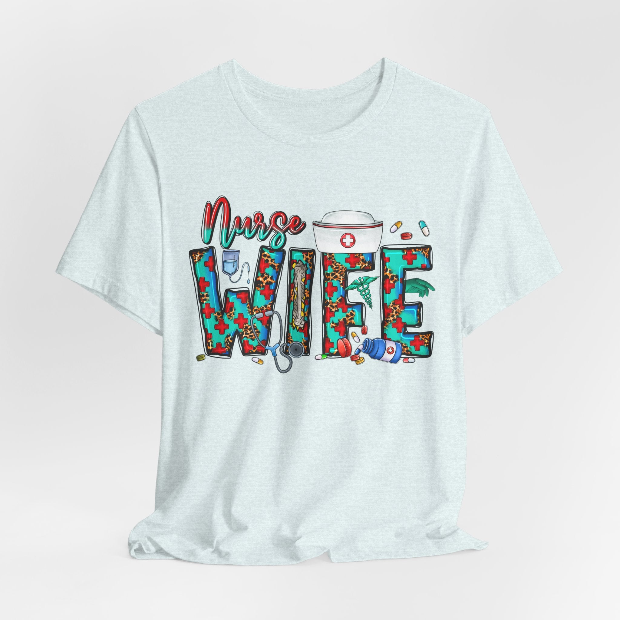 Nurse Wife T‑Shirt — Floral Medical Design Tee for Nursing Spouses
