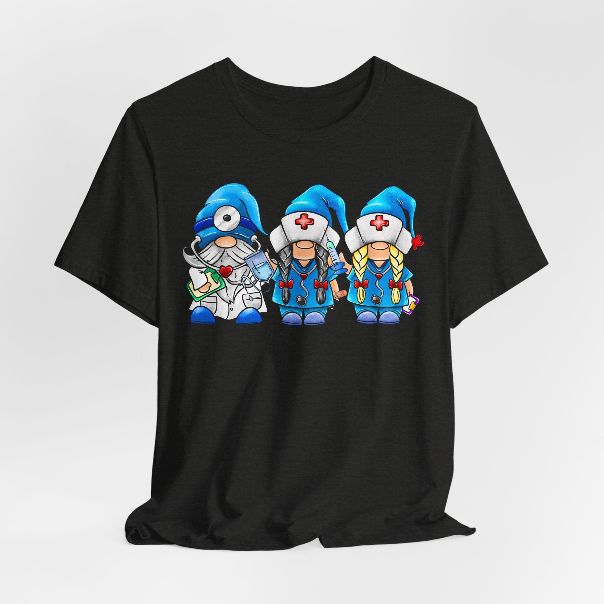 Nurse Gnome Trio T-Shirt – Cute Medical Team Graphic Tee