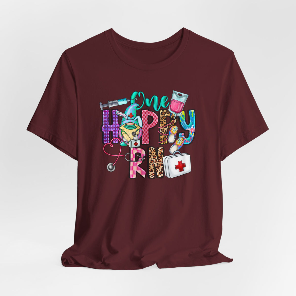 Nurse 'One Happy RN' Graphic Tee – Cute Colorful Nursing T-Shirt