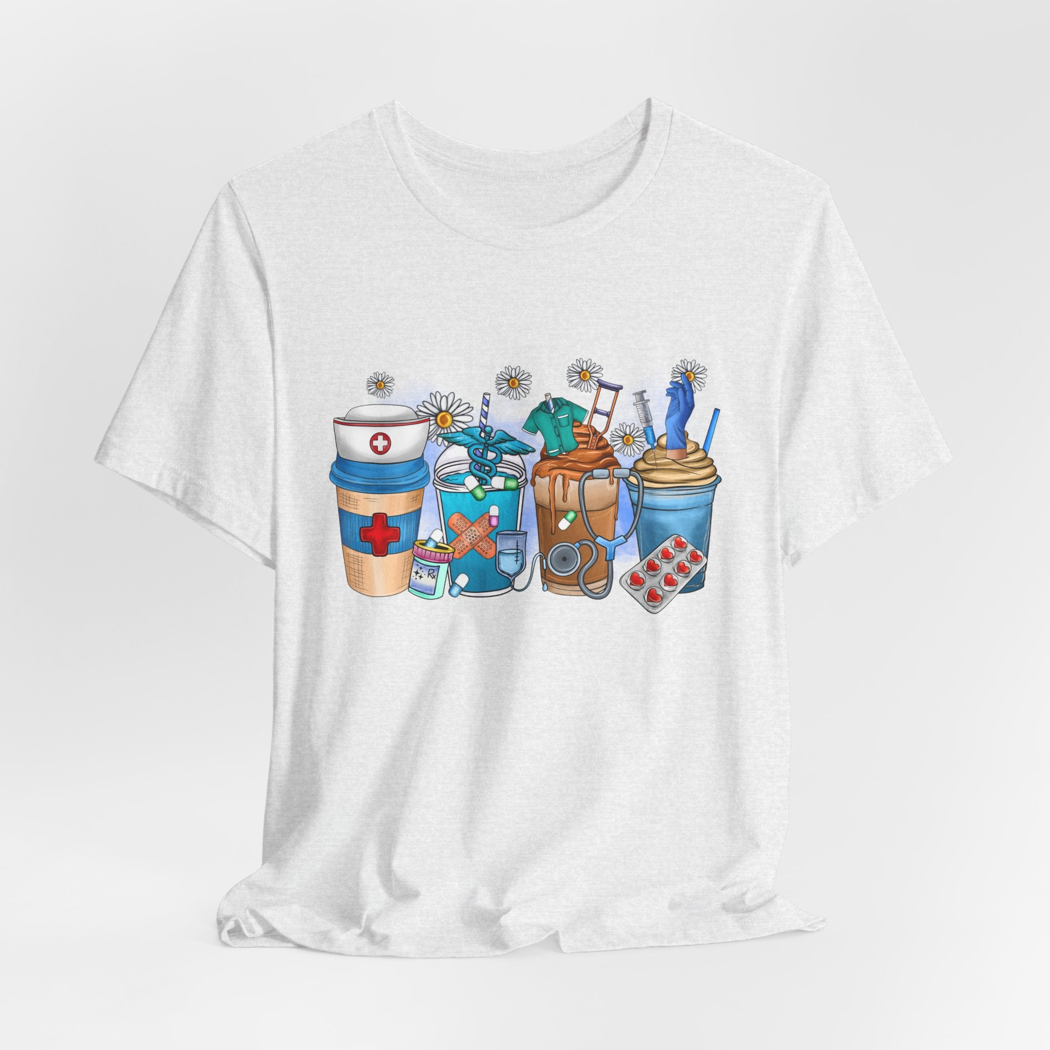 Nurse Life T‑Shirt — Cute Medical Coffee & Scrubs Illustration Tee