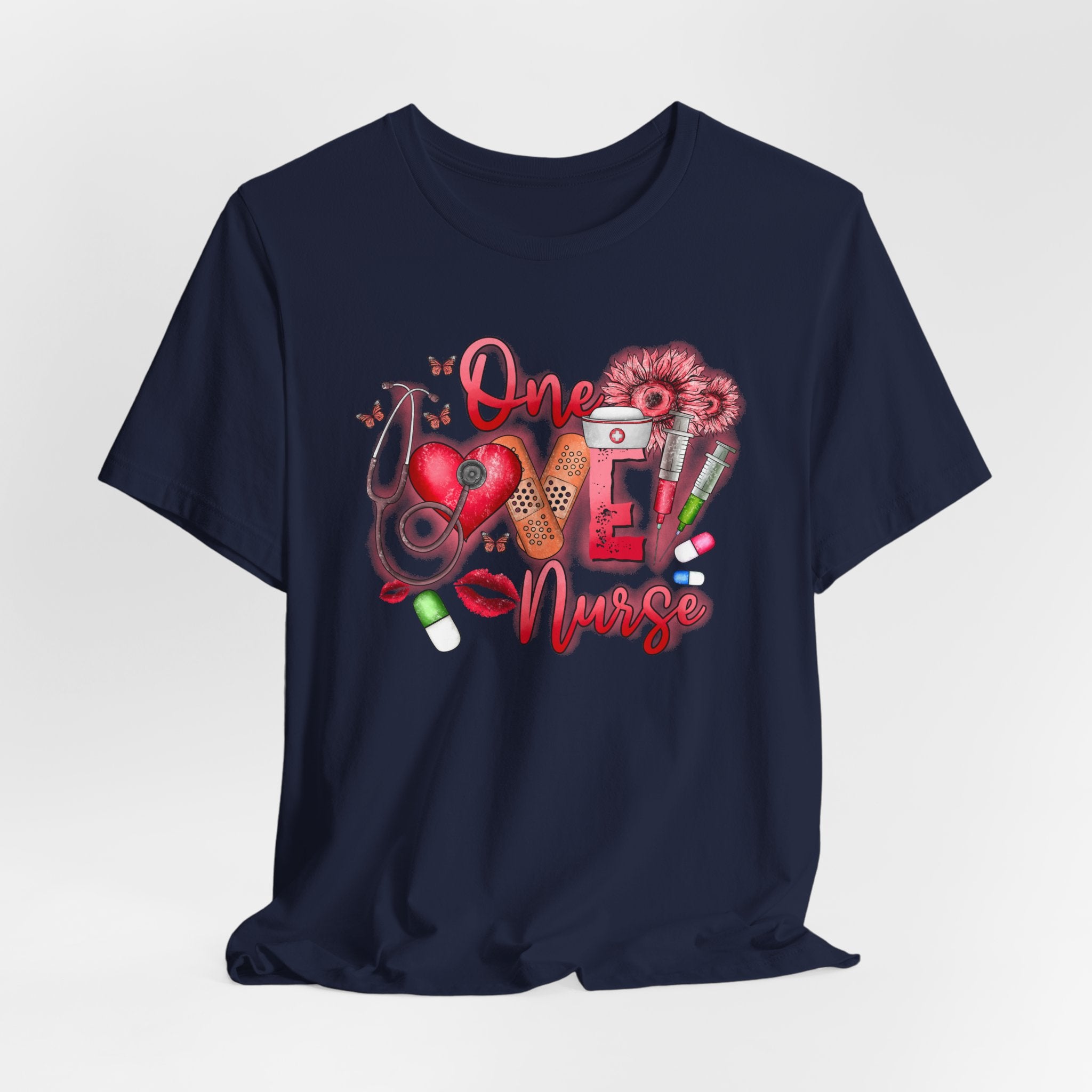 Nurse Tee — 'One Love Nurse' Floral Medical Graphic Shirt