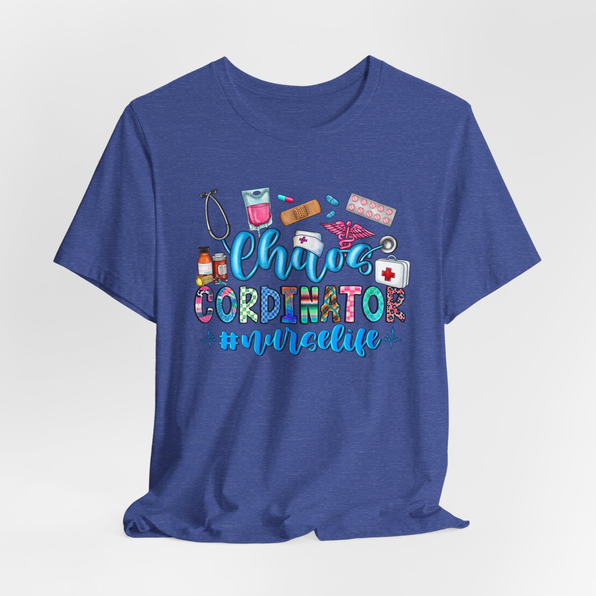 Chaos Coordinator Nurse T-Shirt – Cute Medical Icons Nursing Tee