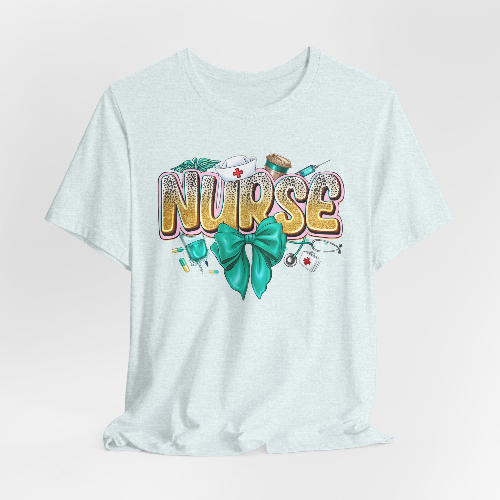 Nurse Tee – Cute Floral & Medical Icons Nursing Shirt