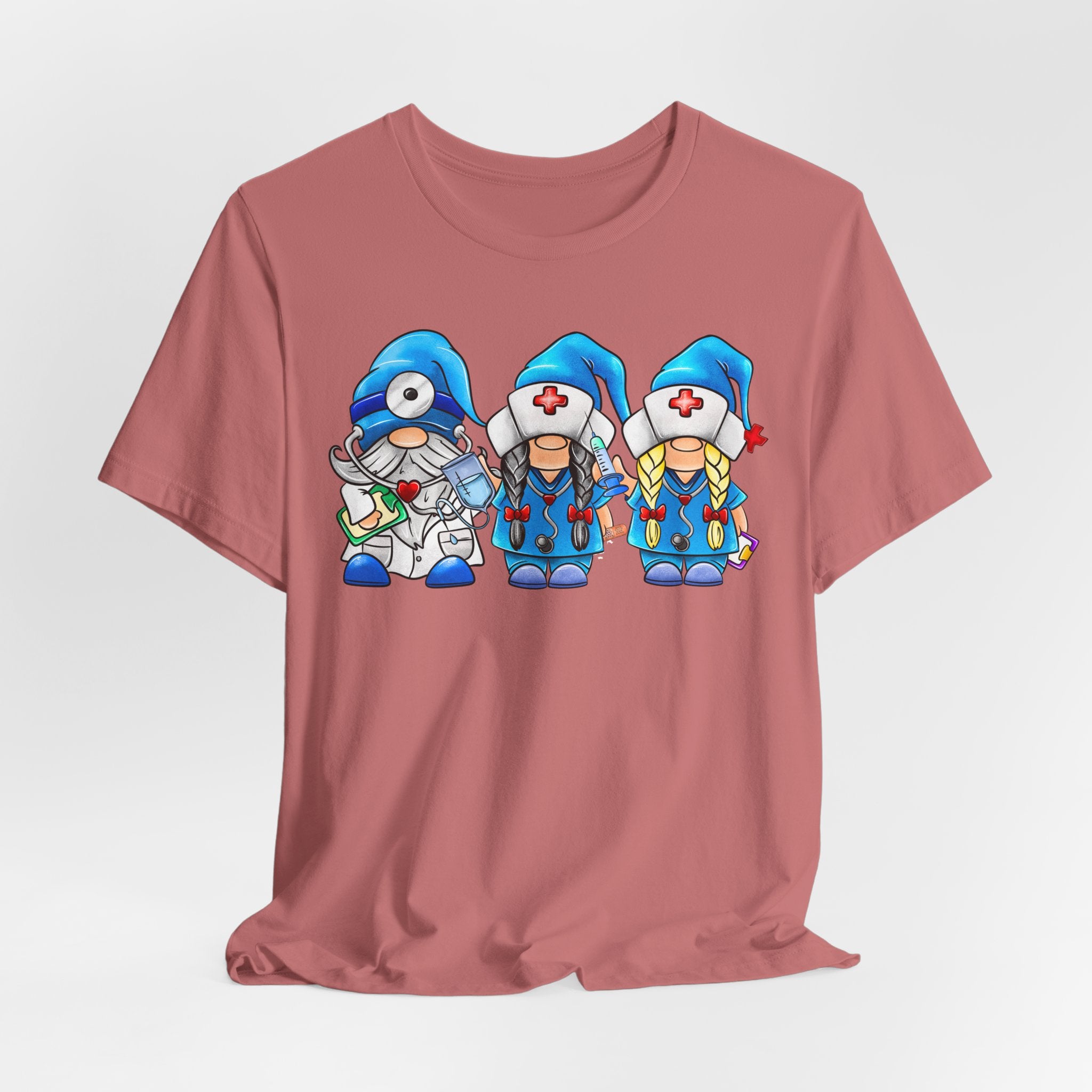 Nurse Gnome Trio T-Shirt – Cute Medical Team Graphic Tee