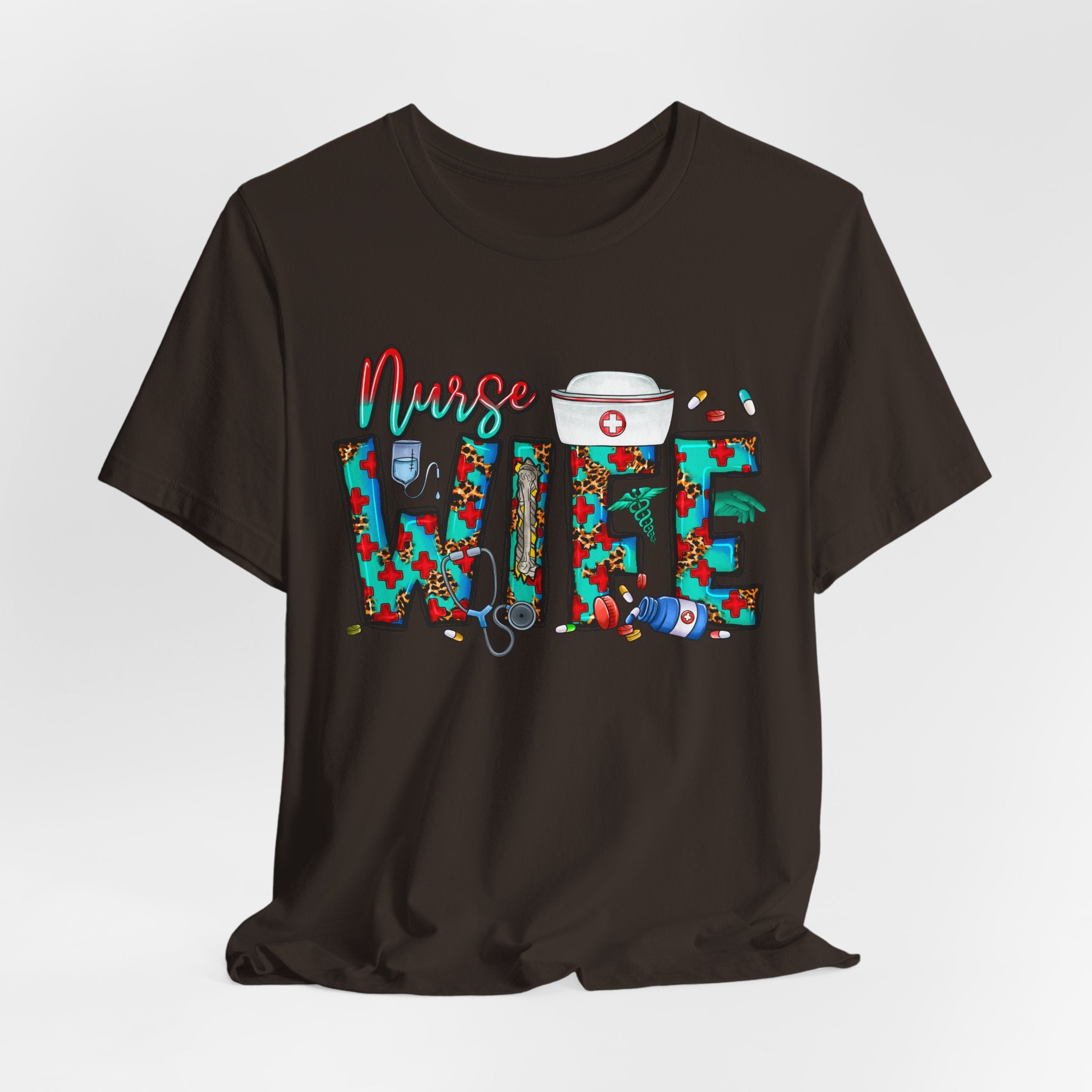 Nurse Wife T‑Shirt — Floral Medical Design Tee for Nursing Spouses