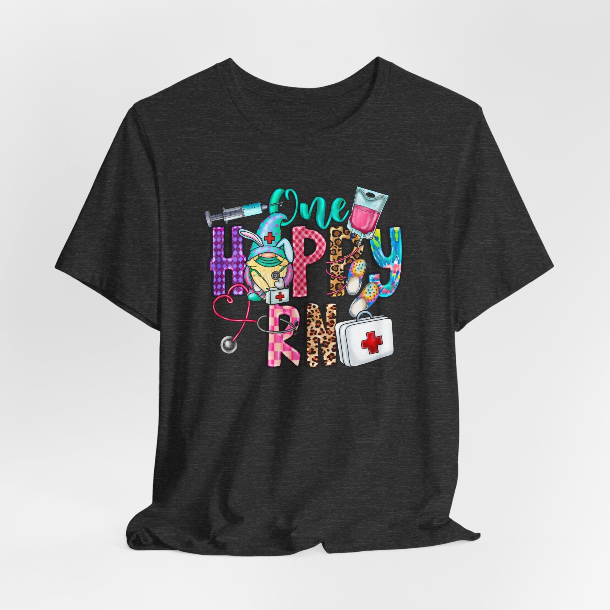 Nurse 'One Happy RN' Graphic Tee – Cute Colorful Nursing T-Shirt