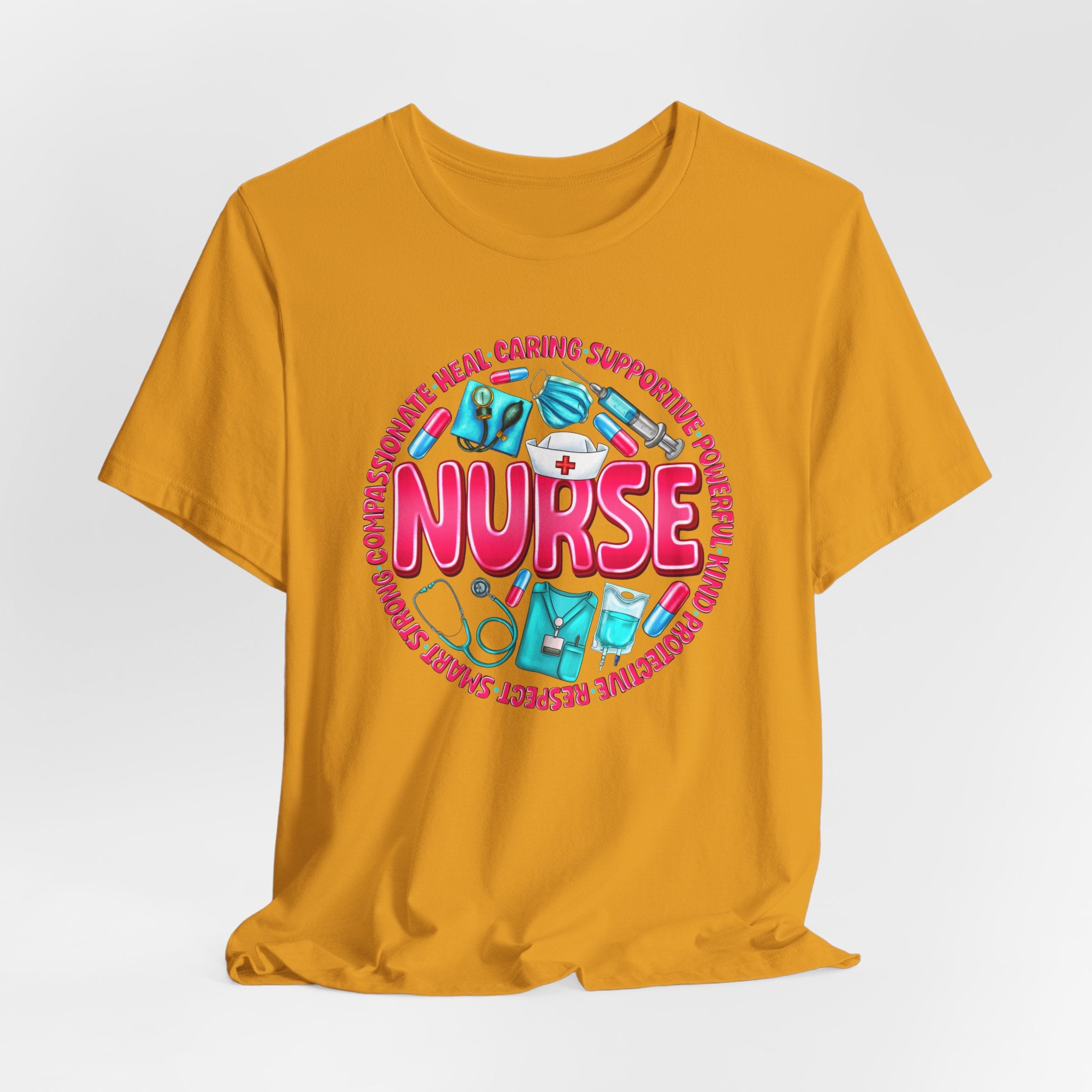 Nurse Graphic Tee – Cute Medical Icons & 'NURSE' Word Art
