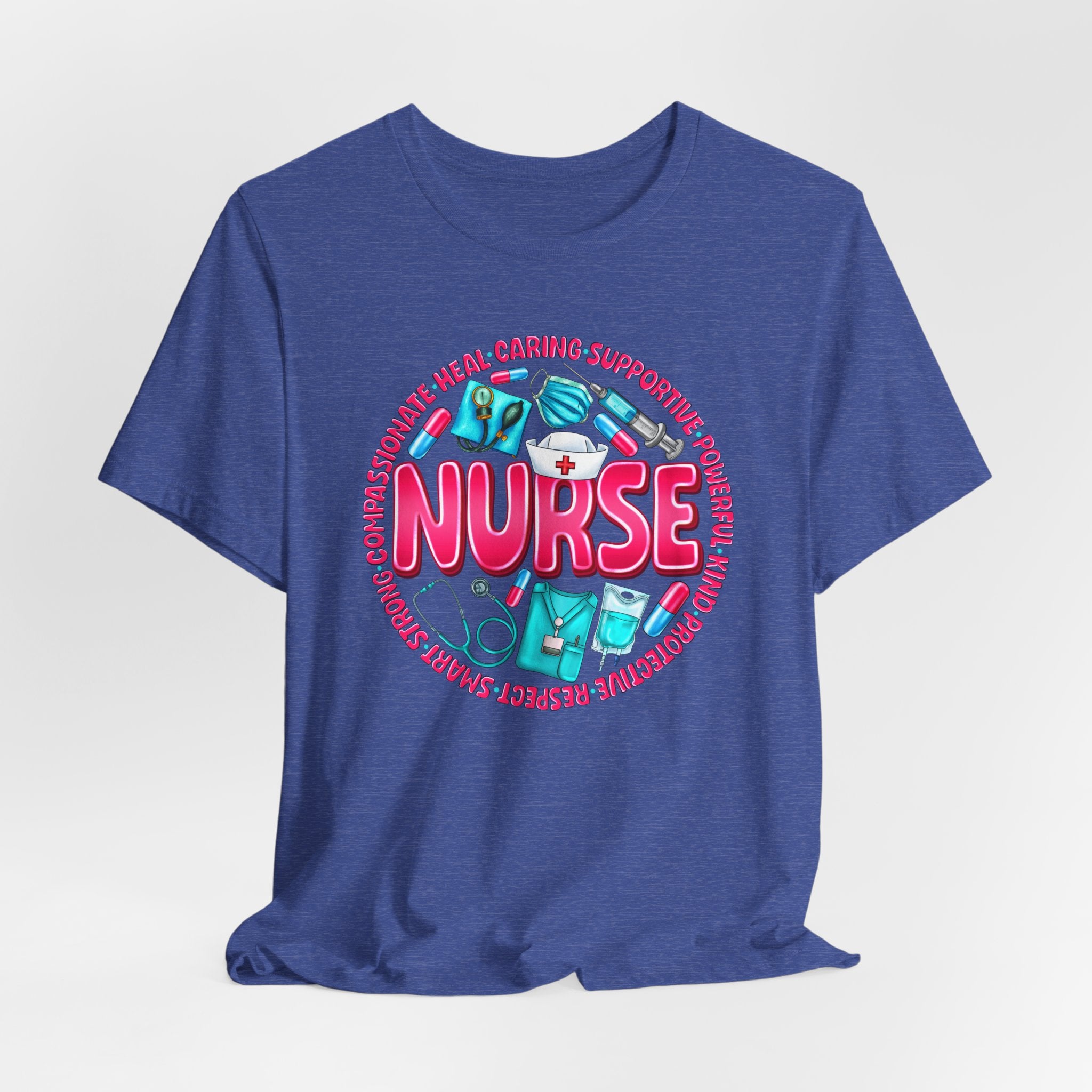 Nurse Graphic Tee – Cute Medical Icons & 'NURSE' Word Art