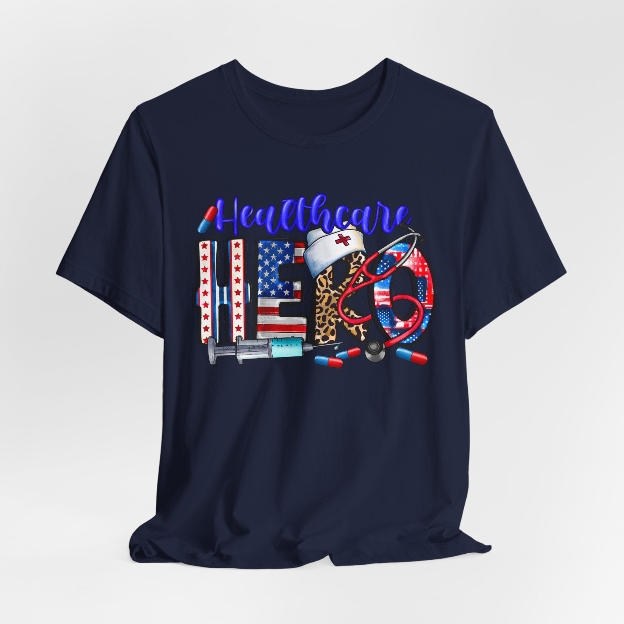 Healthcare Hero Tee — American Flag RN LPN Nursing Graphic T-Shirt