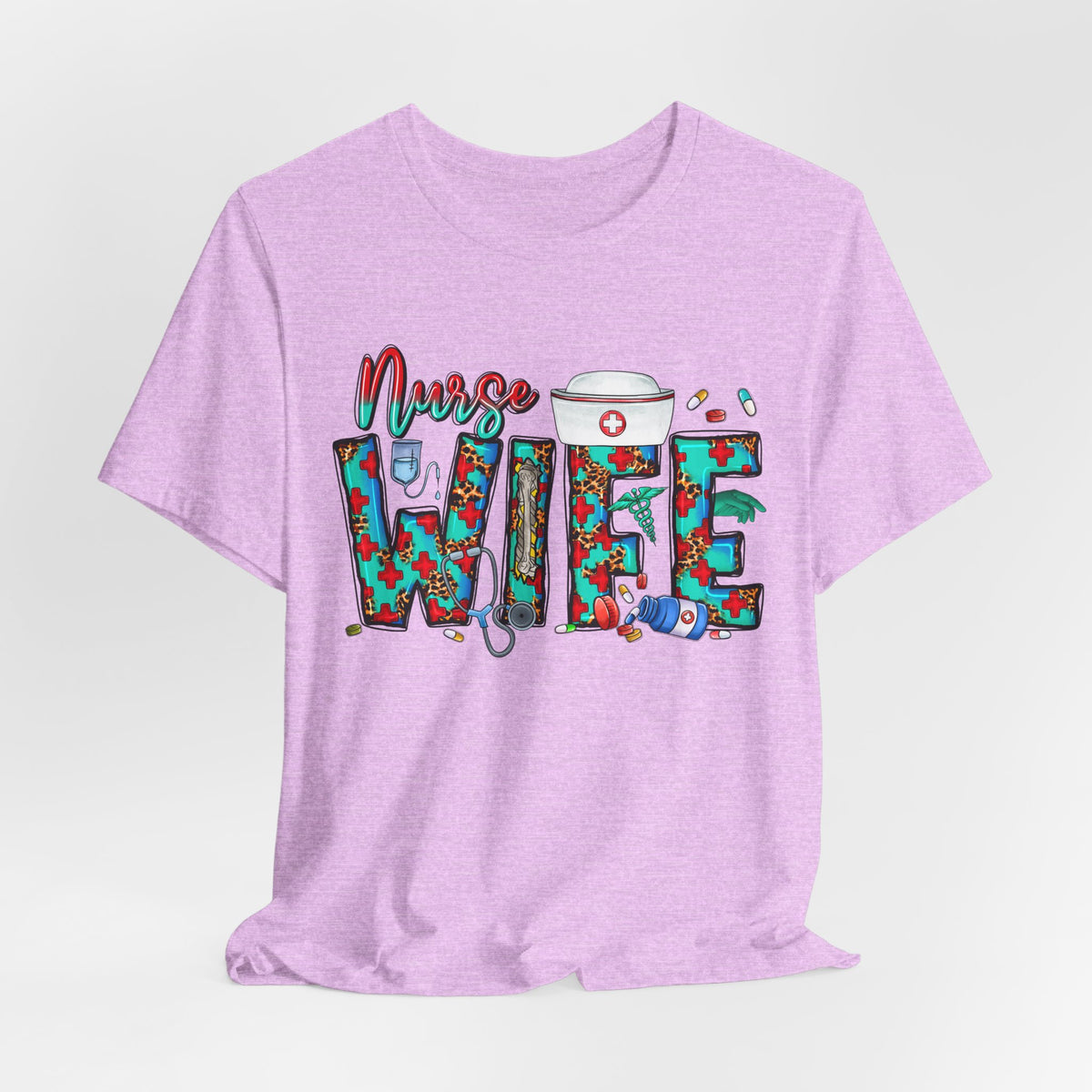 Nurse Wife T‑Shirt — Floral Medical Design Tee for Nursing Spouses