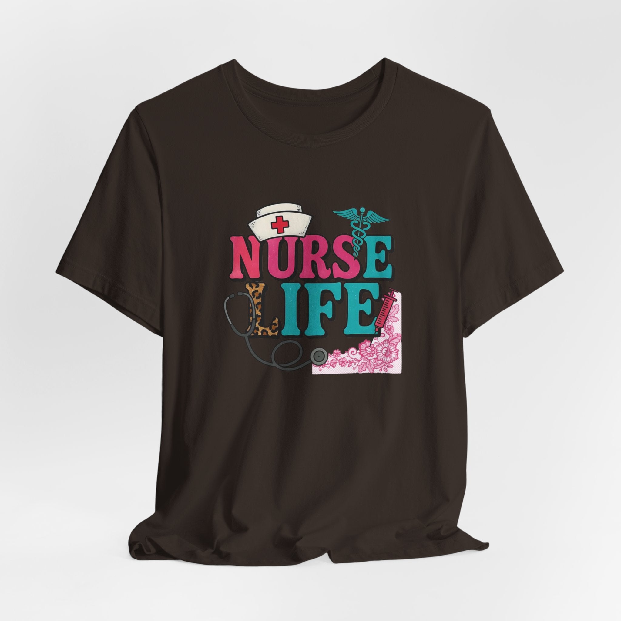 Nurse Life Graphic Tee – Cute Floral Stethoscope Nursing Shirt