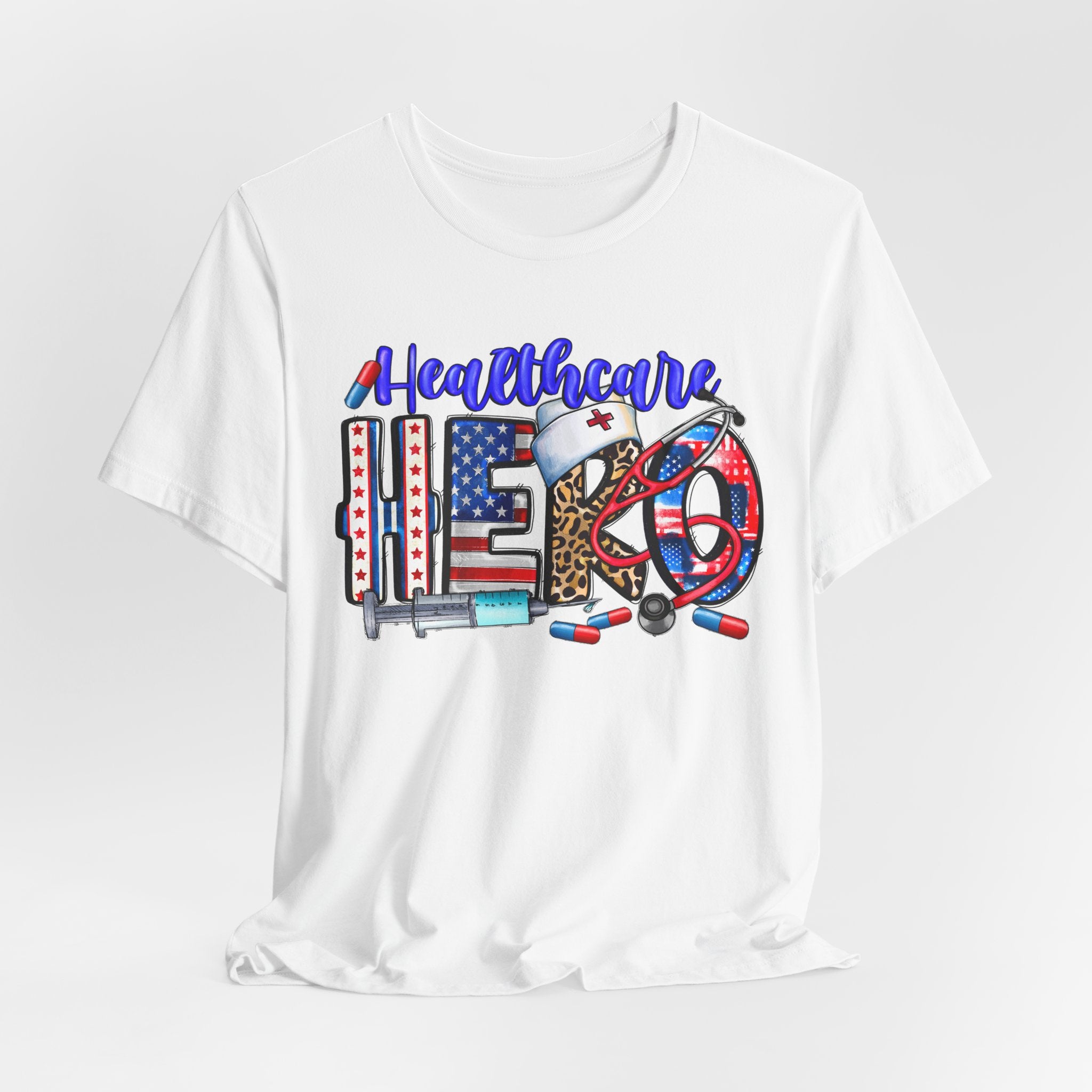 Healthcare Hero Tee — American Flag RN LPN Nursing Graphic T-Shirt