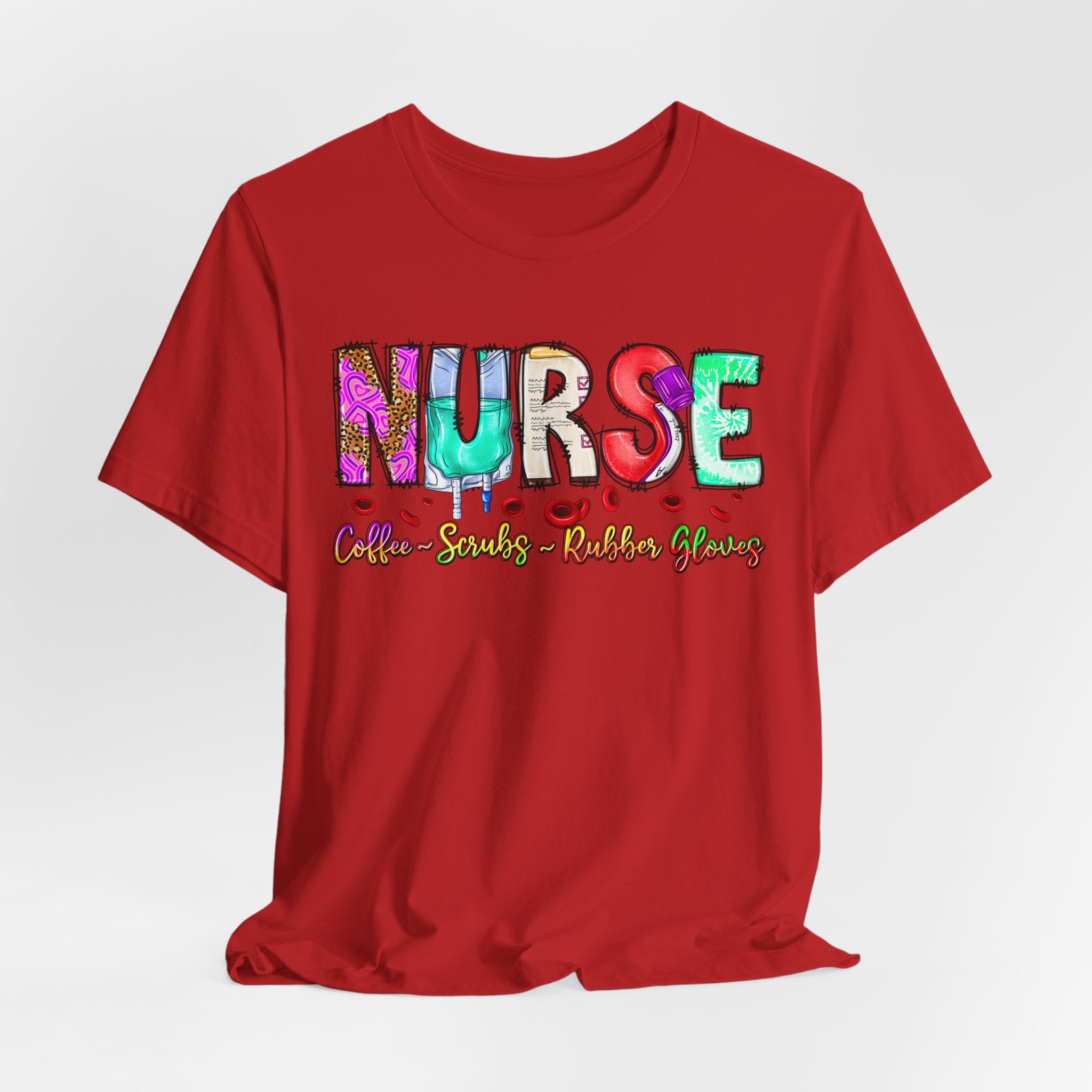 Nurse Flowers Graphic Tee — "NURSE" Colorful Floral Font with Hearts