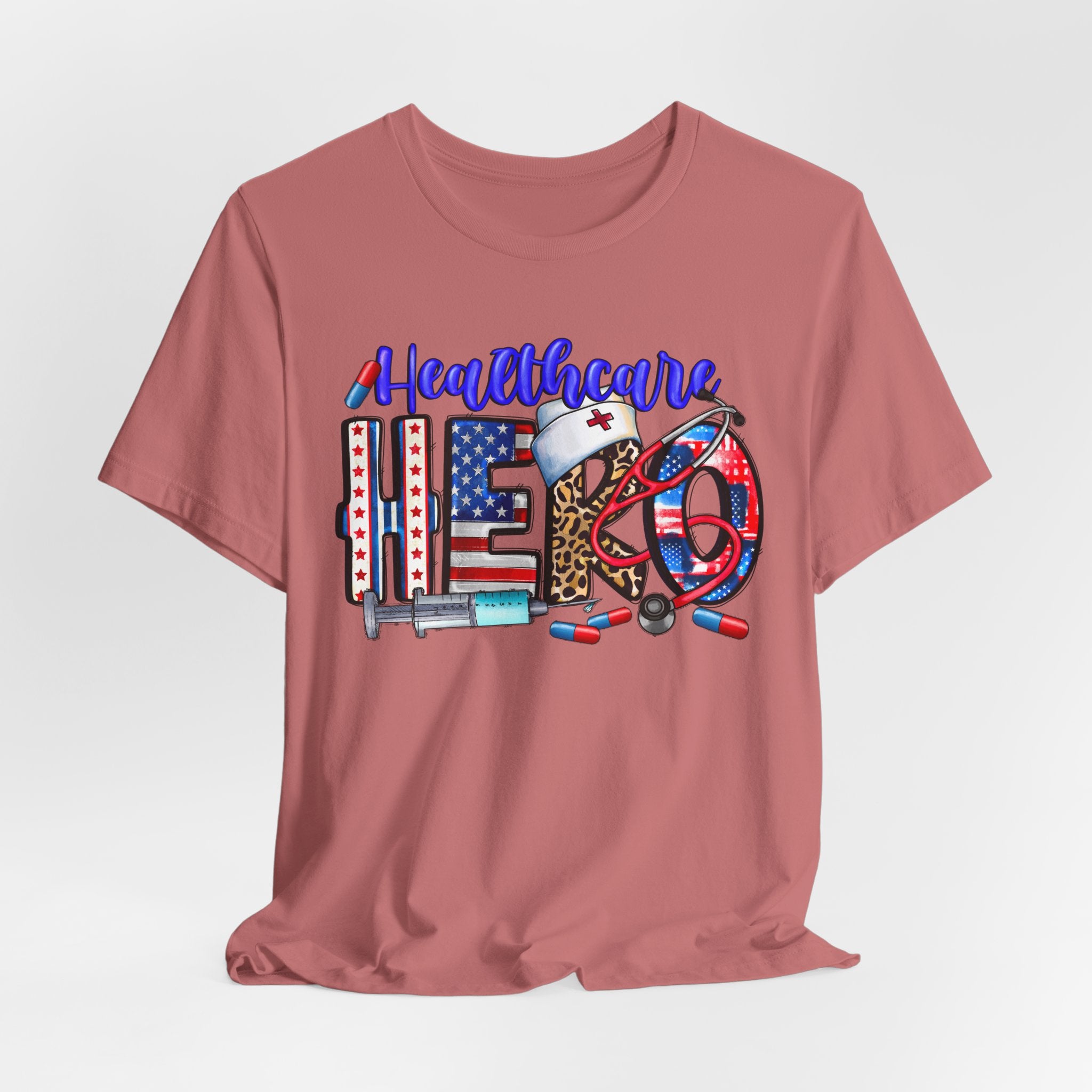 Healthcare Hero Tee — American Flag RN LPN Nursing Graphic T-Shirt
