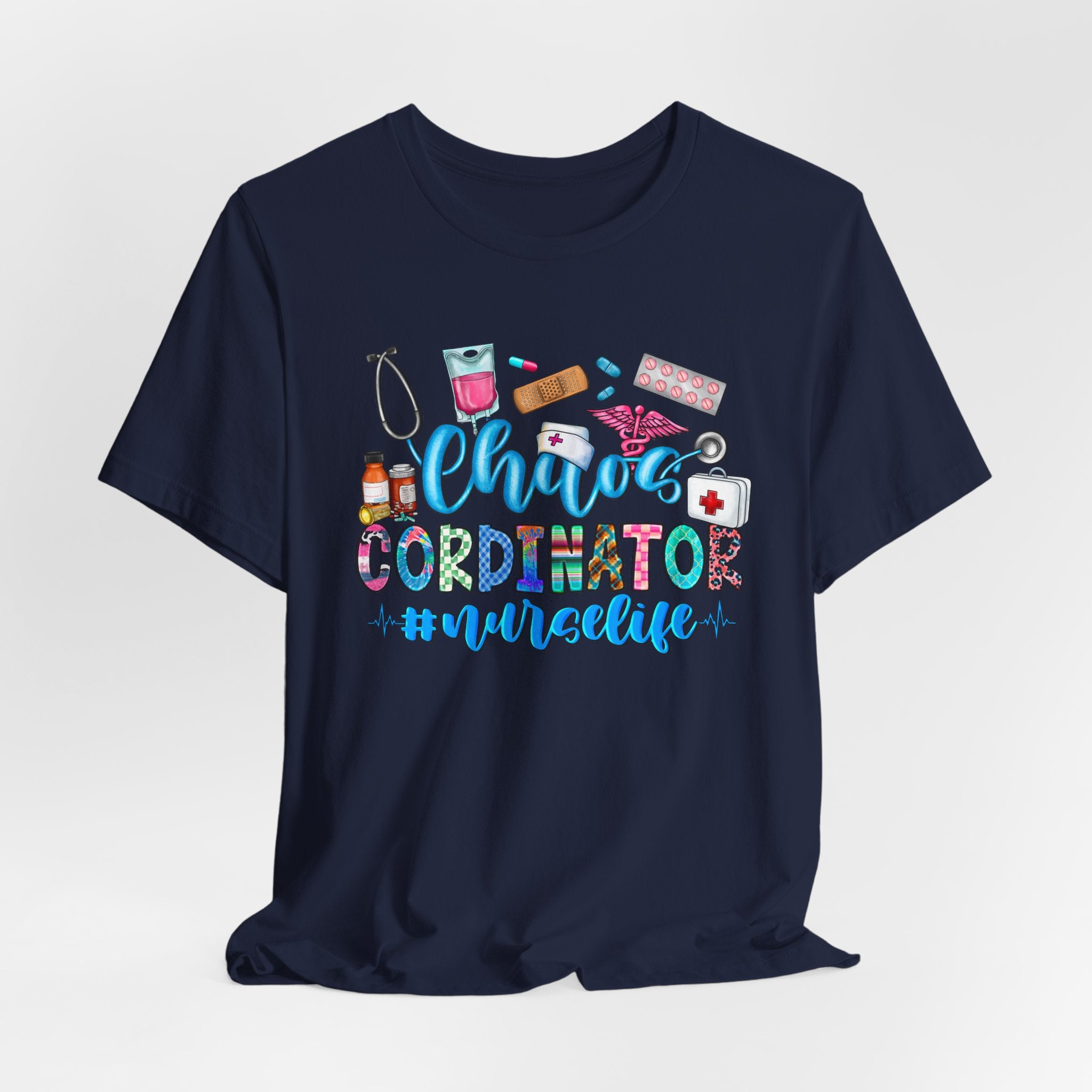 Chaos Coordinator Nurse T-Shirt – Cute Medical Icons Nursing Tee