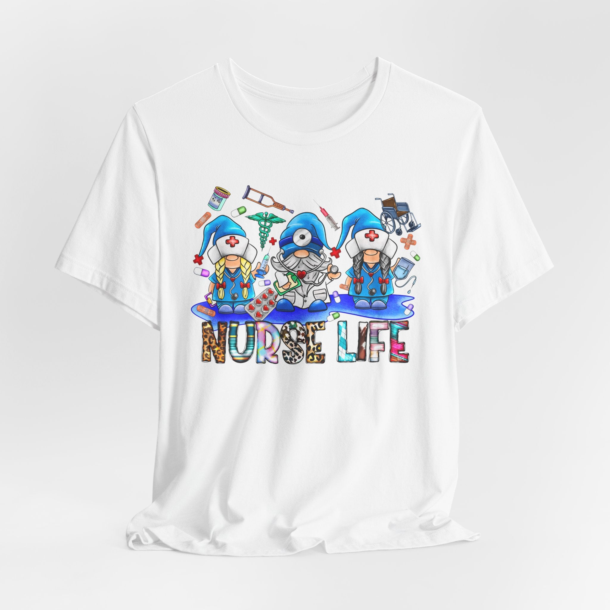 Nurse Life Graphic Tee – Cute Gnome Nurses Design