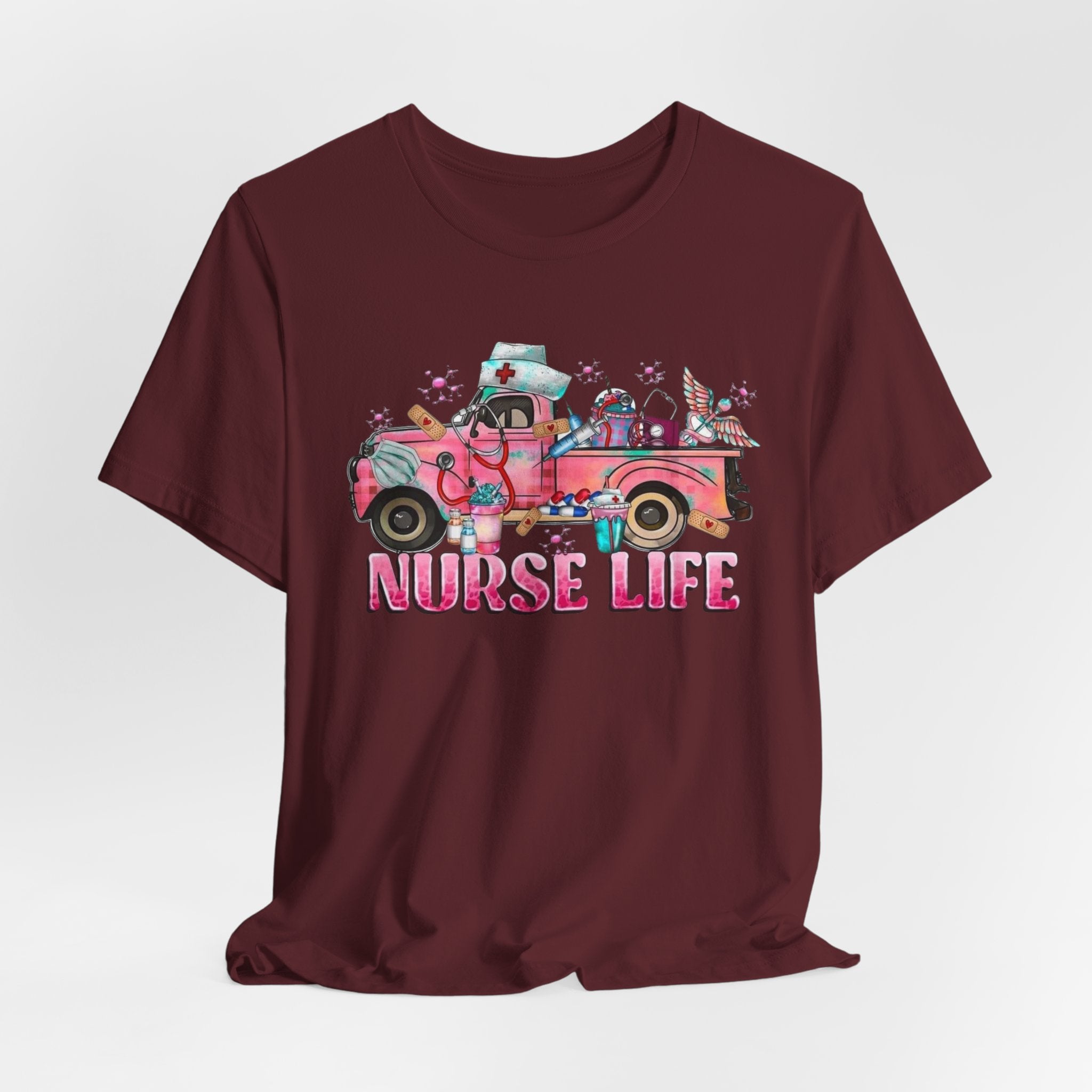 Nurse Life Pink Vintage Truck Tee