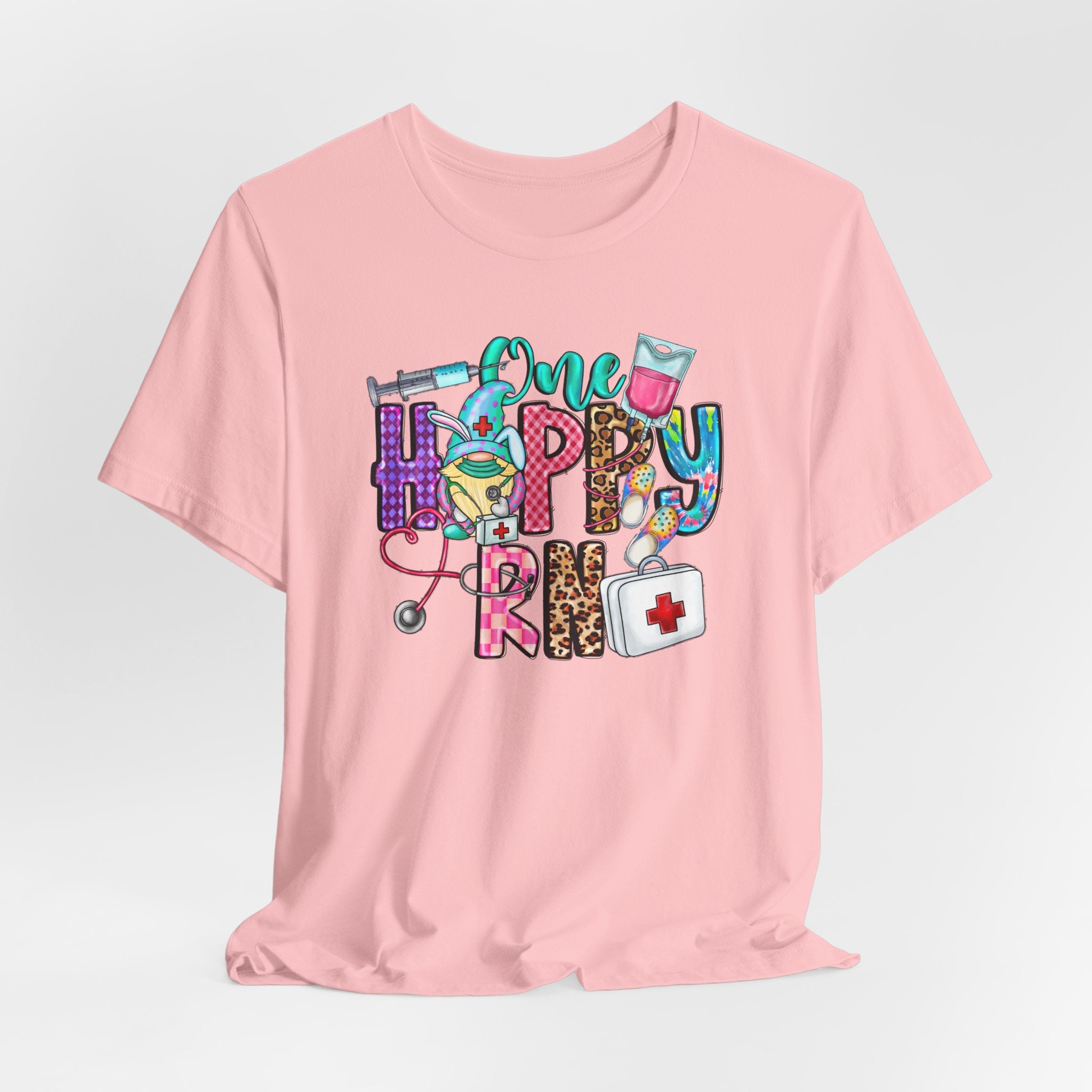 Nurse 'One Happy RN' Graphic Tee – Cute Colorful Nursing T-Shirt