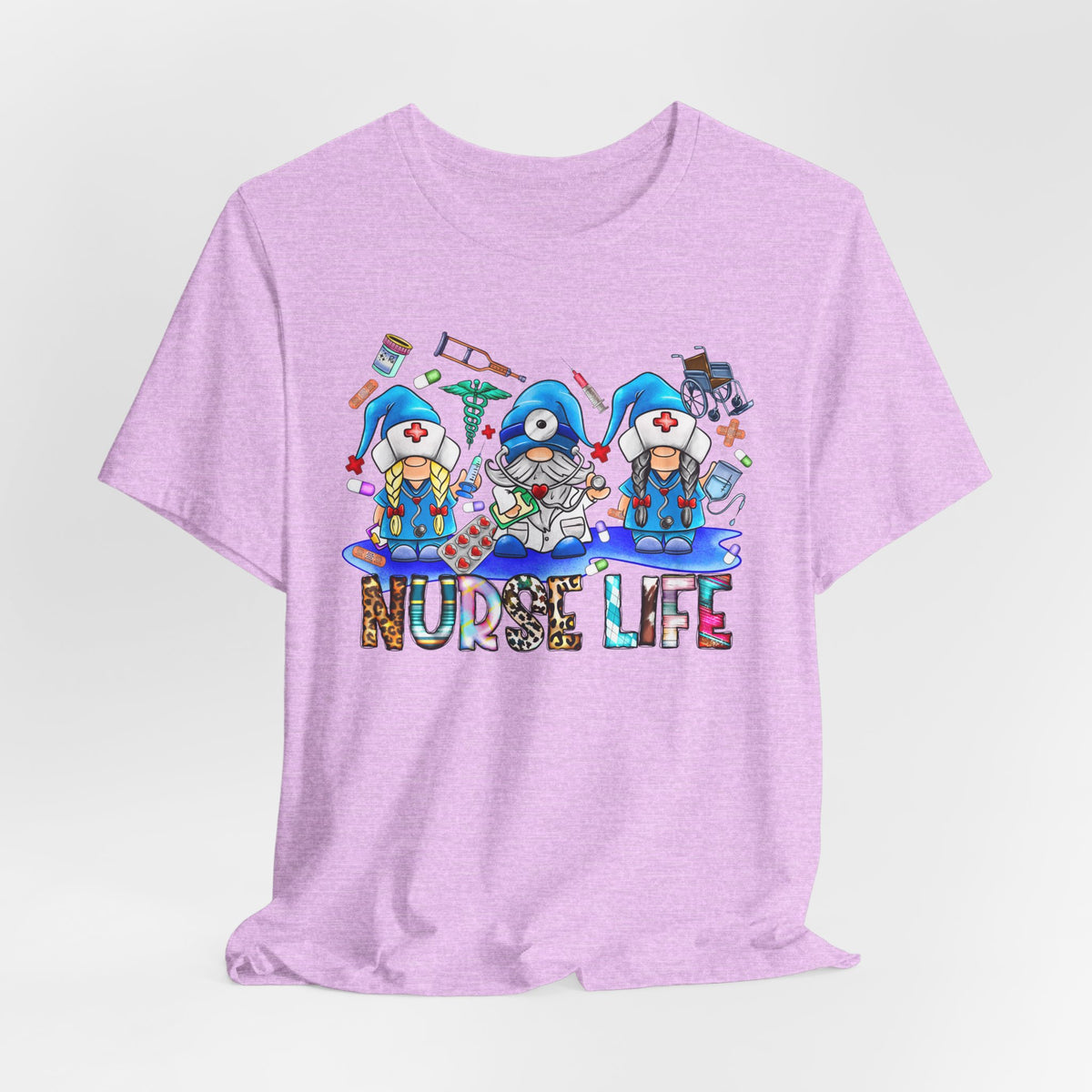 Nurse Life Graphic Tee – Cute Gnome Nurses Design