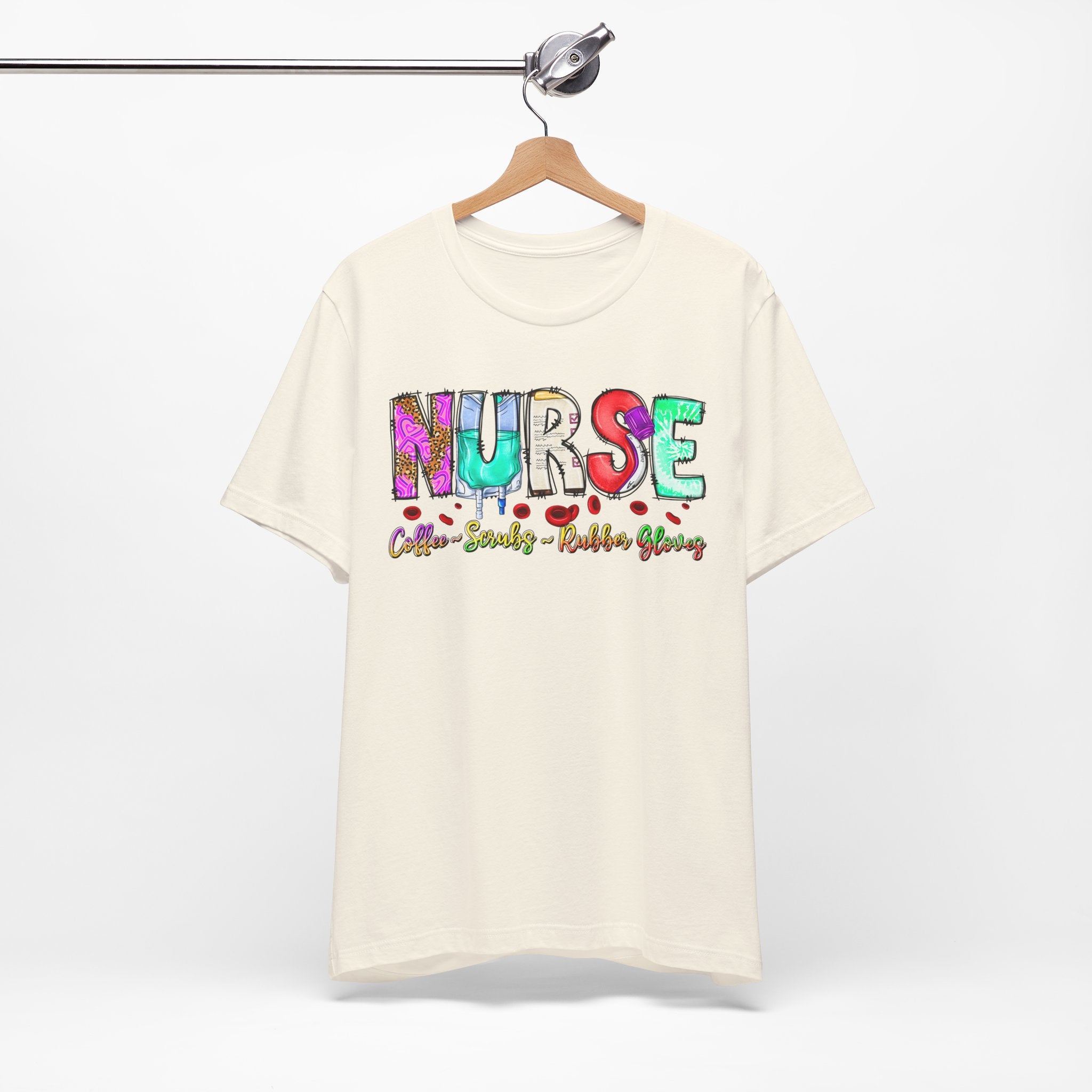 Nurse Flowers Graphic Tee — "NURSE" Colorful Floral Font with Hearts
